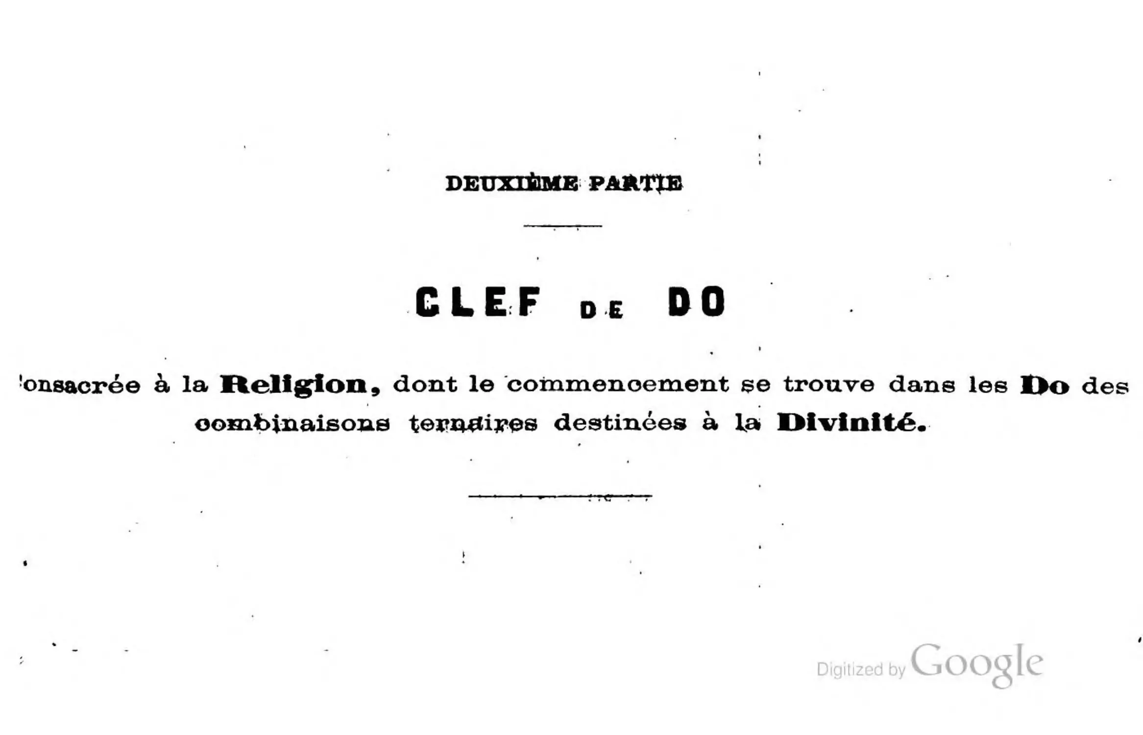 Deuxième partie. Clef de DO