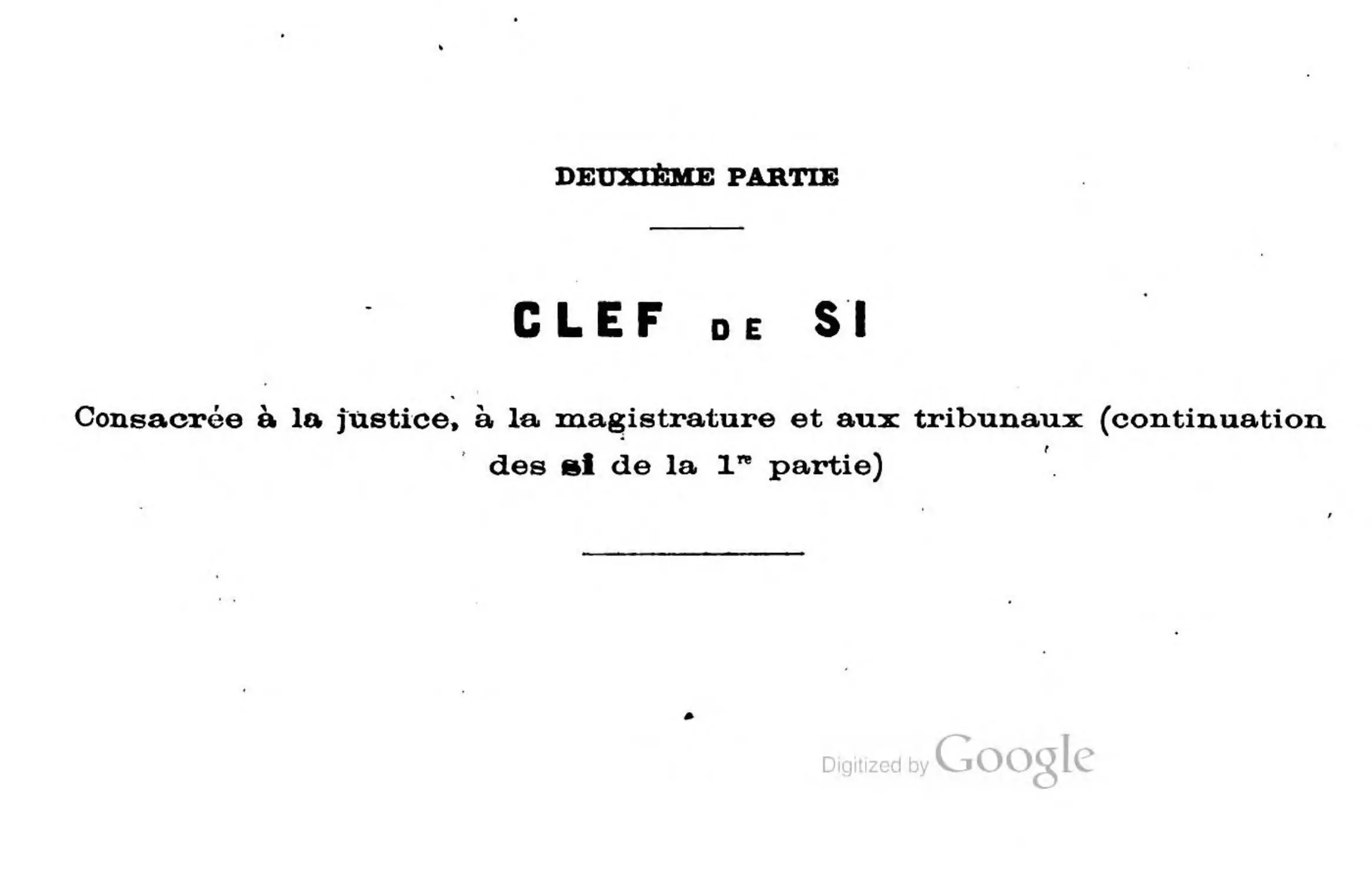 Deuxième partie. Clef de SI