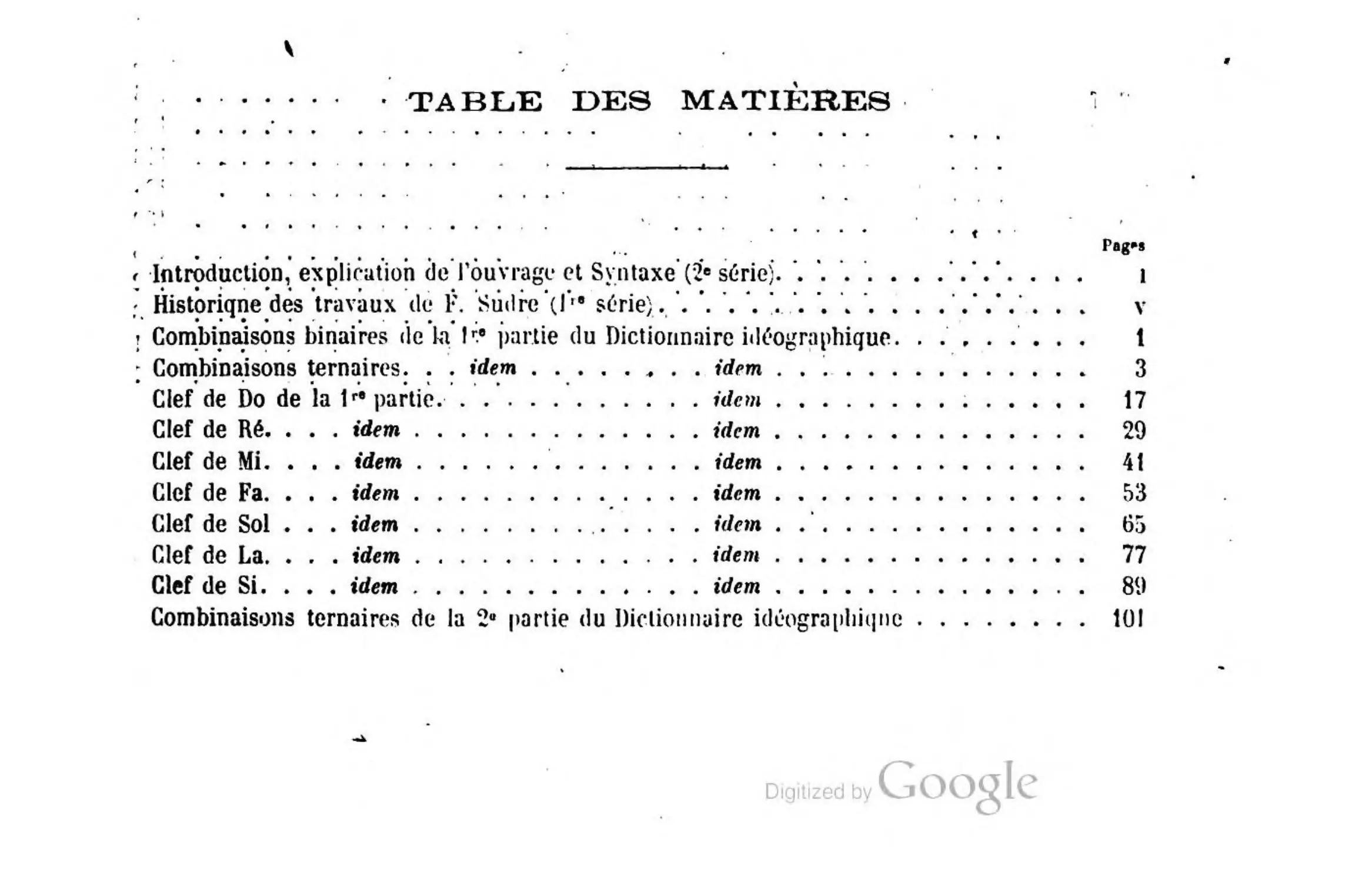 Table des matières