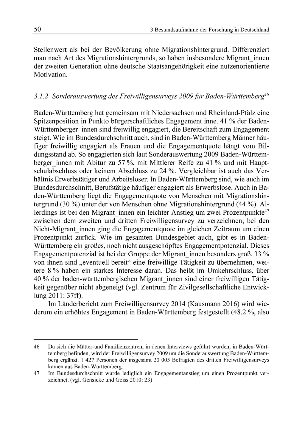 3.1.2 Sonderauswertung des Freiwilligensurveys 2009 für Baden-Württemberg