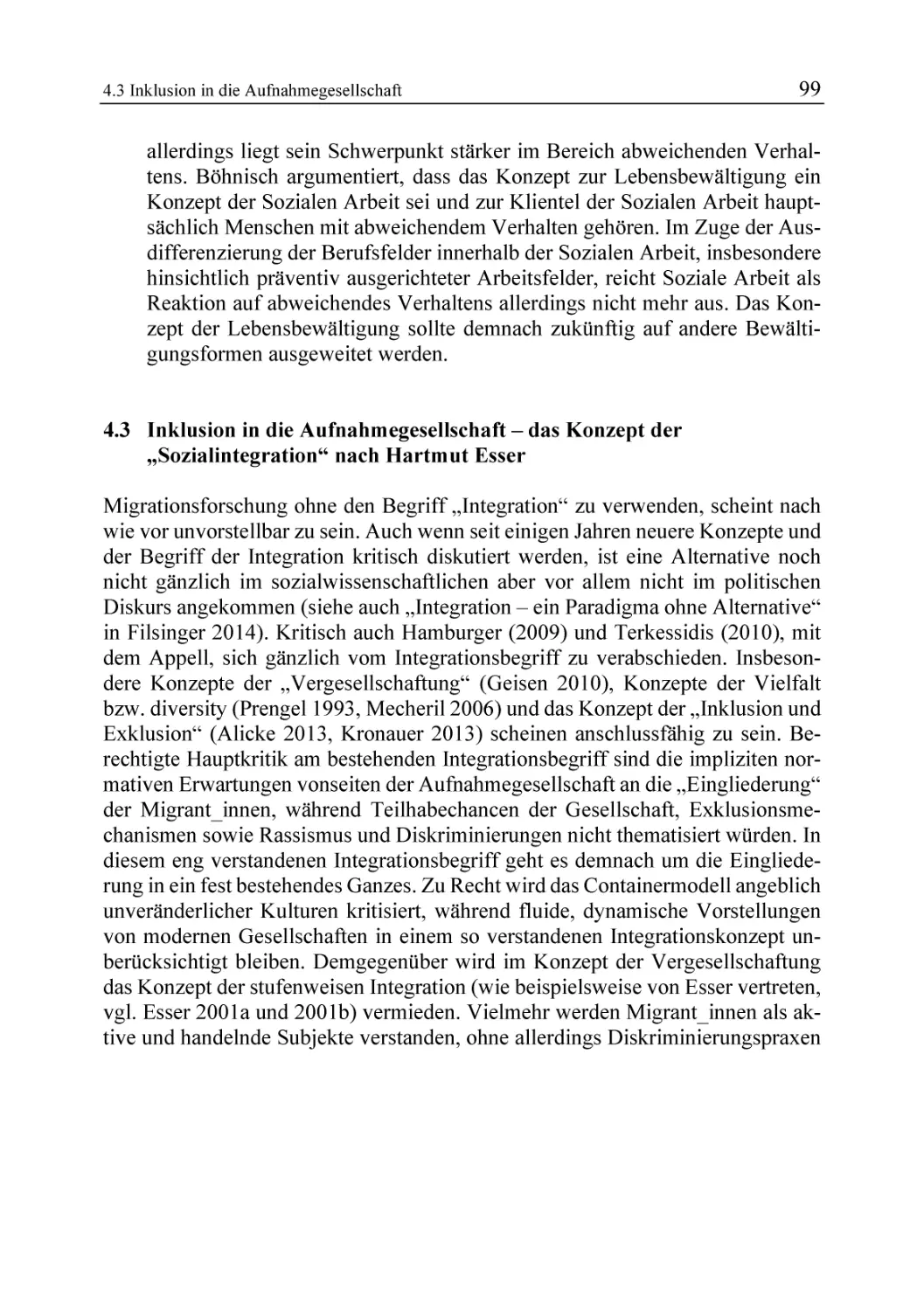 4.3 Inklusion in die Aufnahmegesellschaft – das Konzept der „Sozialintegration“ nach Hartmut Esser