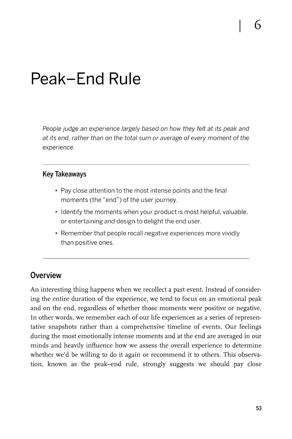 Chapter 6. Peak–End Rule
Overview