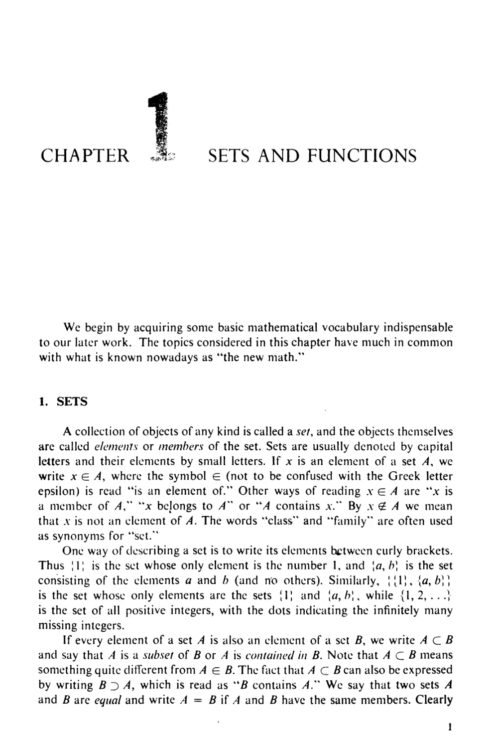 CHAPTER 1 SETS AND FUNCTIONS