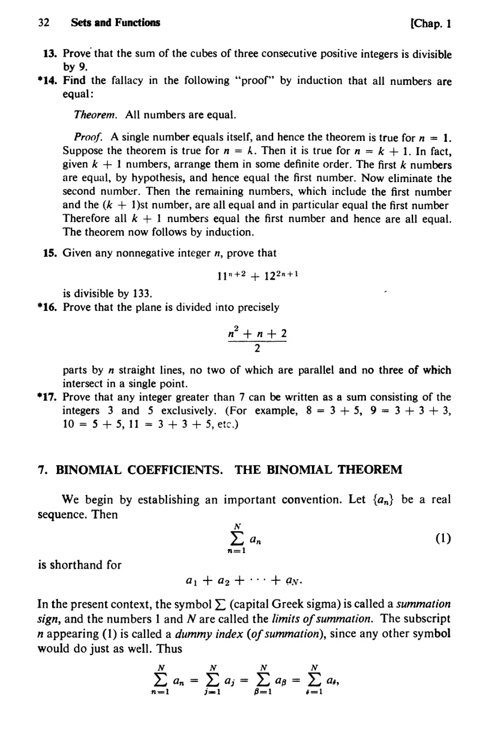 7. Binomial Coefficients. The Binomial Theorem