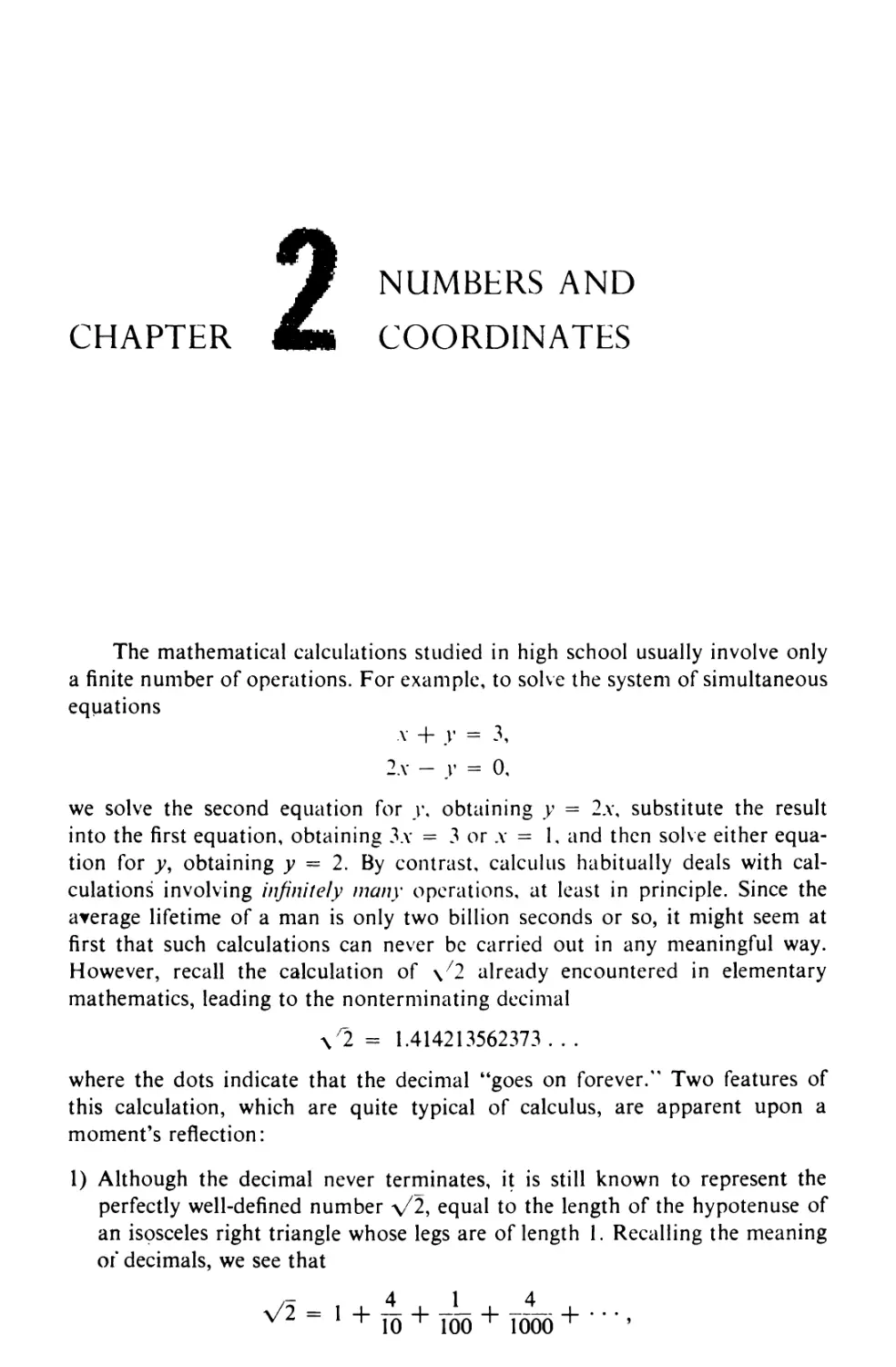 CHAPTER 2 NUMBERS AND COORDINATES