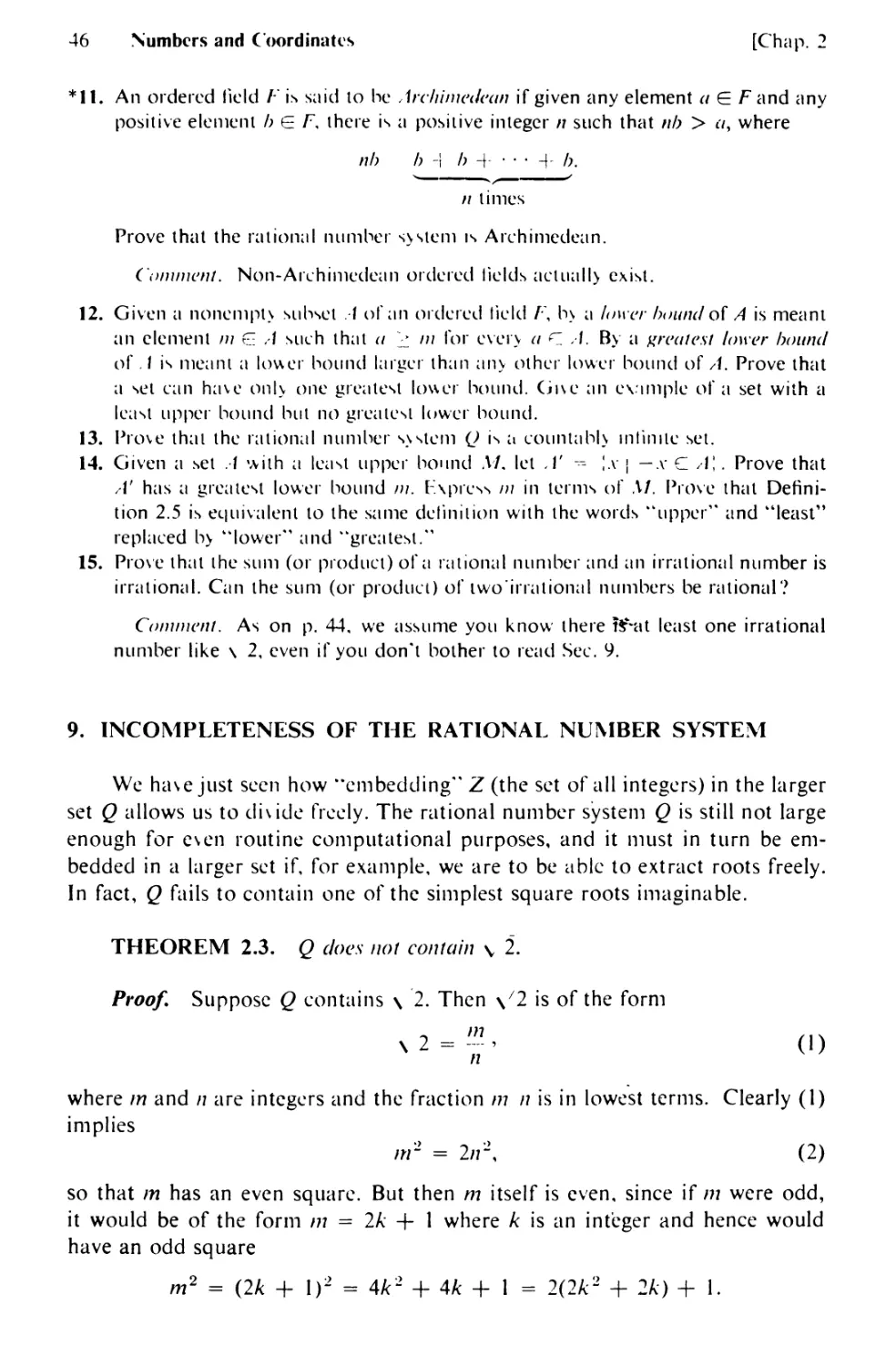 9. Incompleteness of the Rational Number System