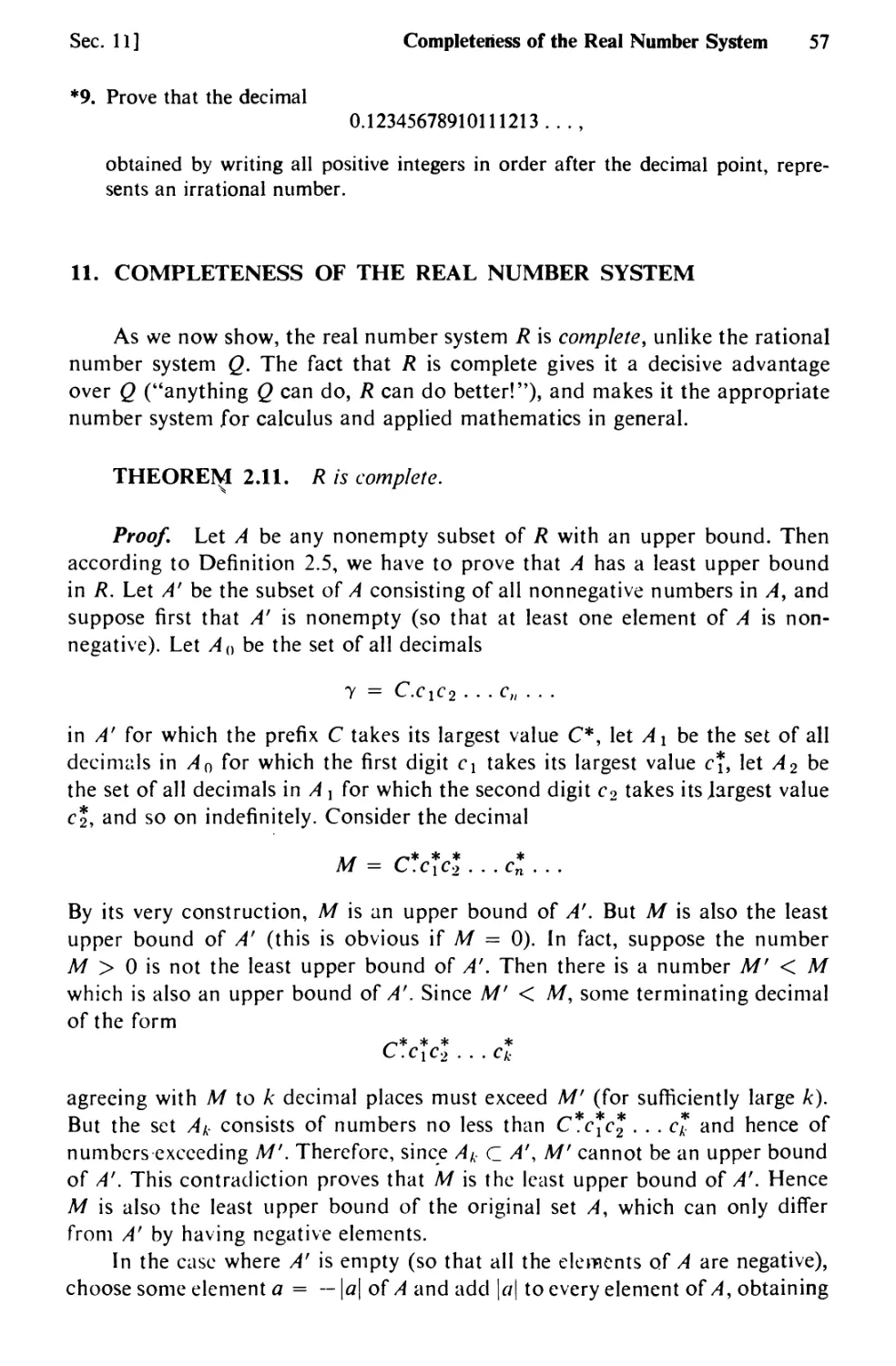 11. Completeness of the Real Number System