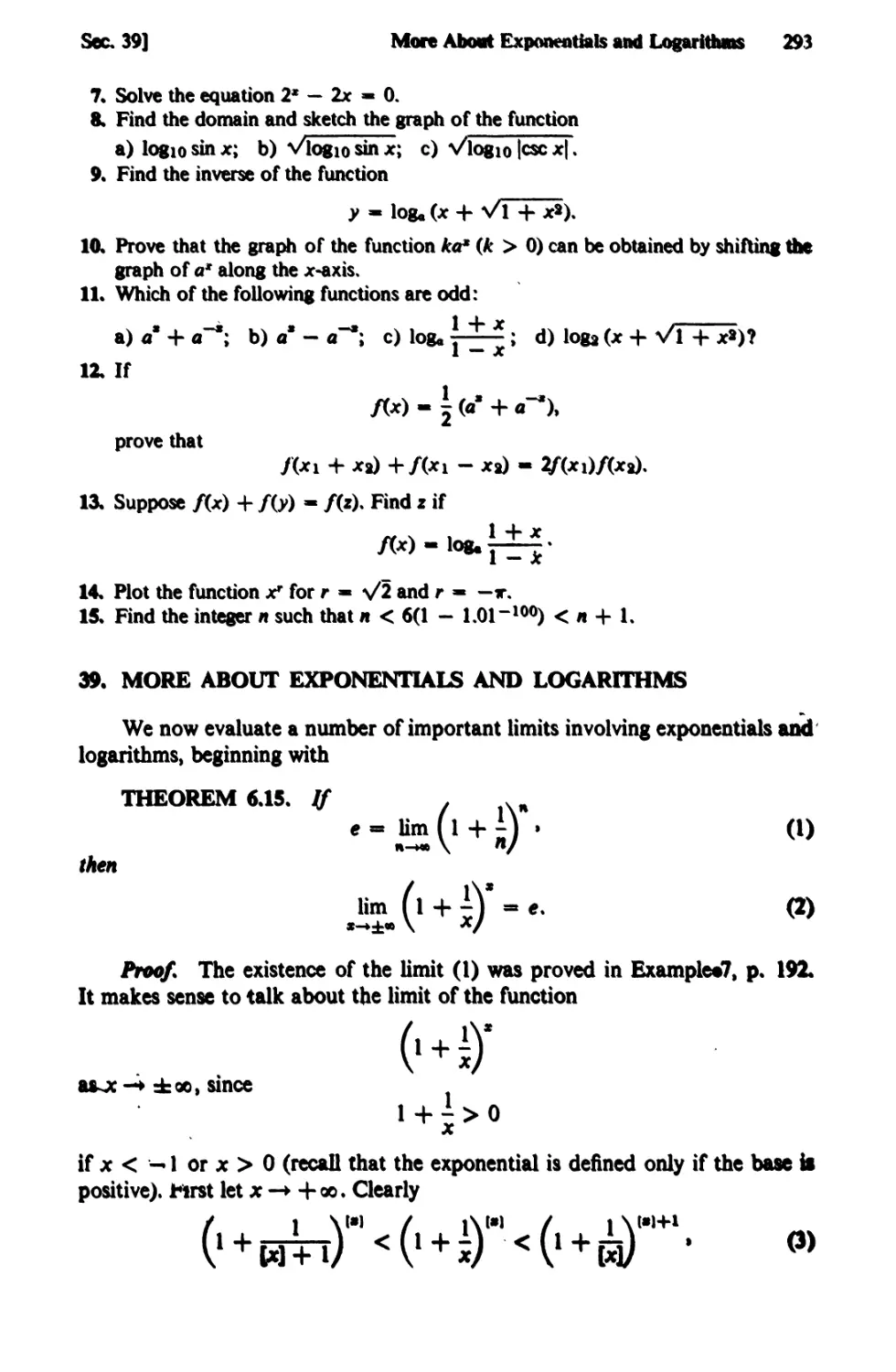 39. More About Exponentials and Logarithms