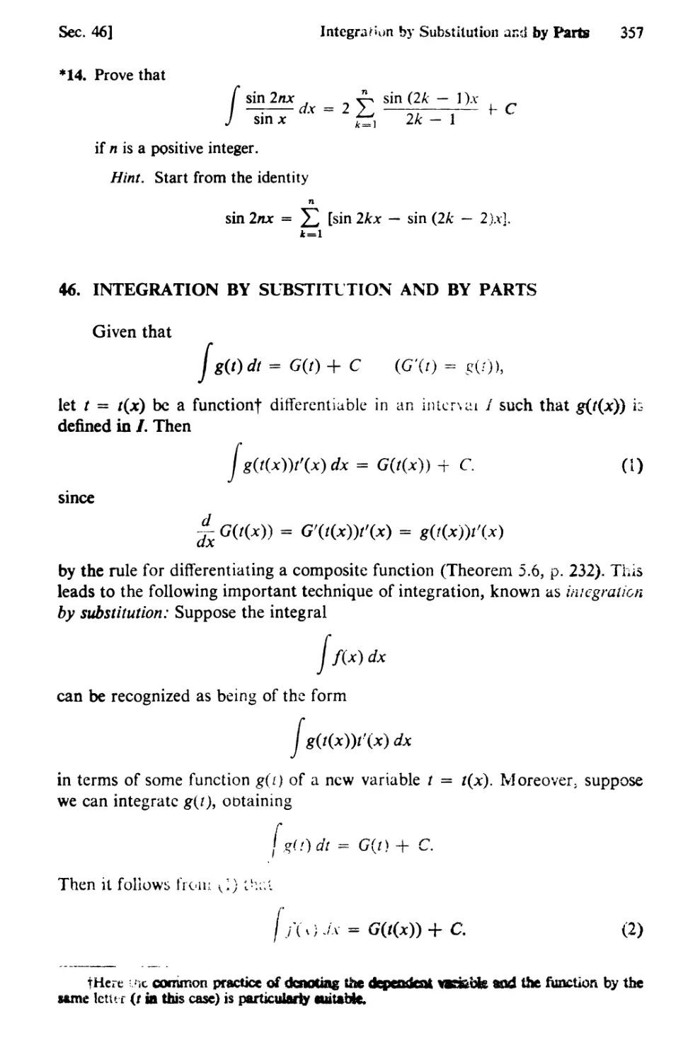 46. Integration by Substitution and by Parts