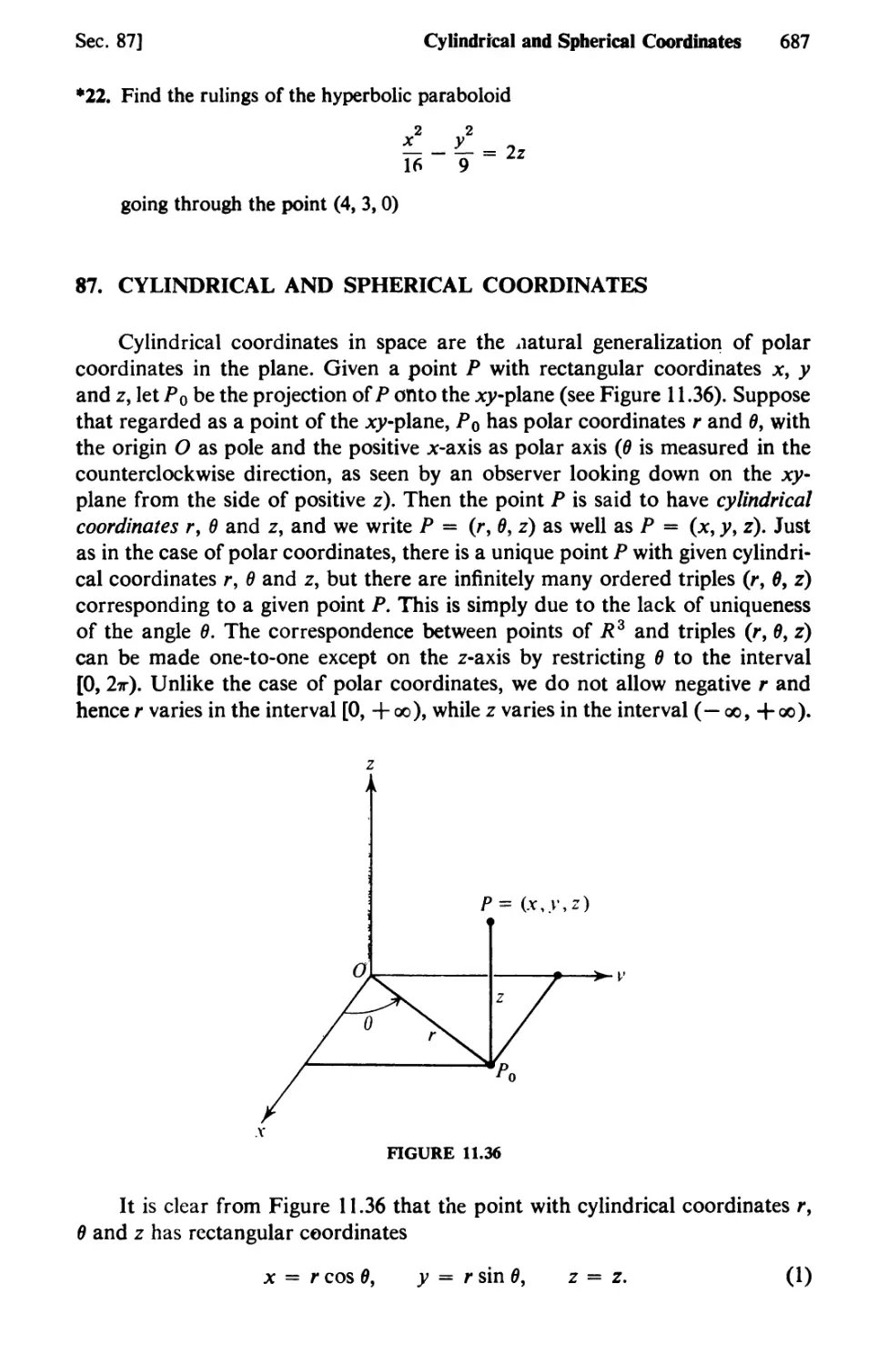 87. Cylindrical and Spherical Coordinates