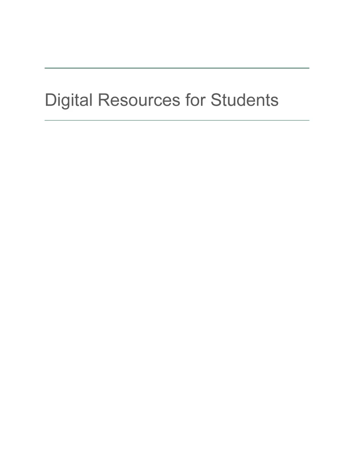 Digital Resources for Students