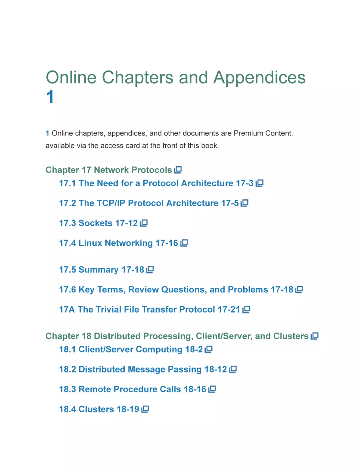 Online Chapters and Appendices 1