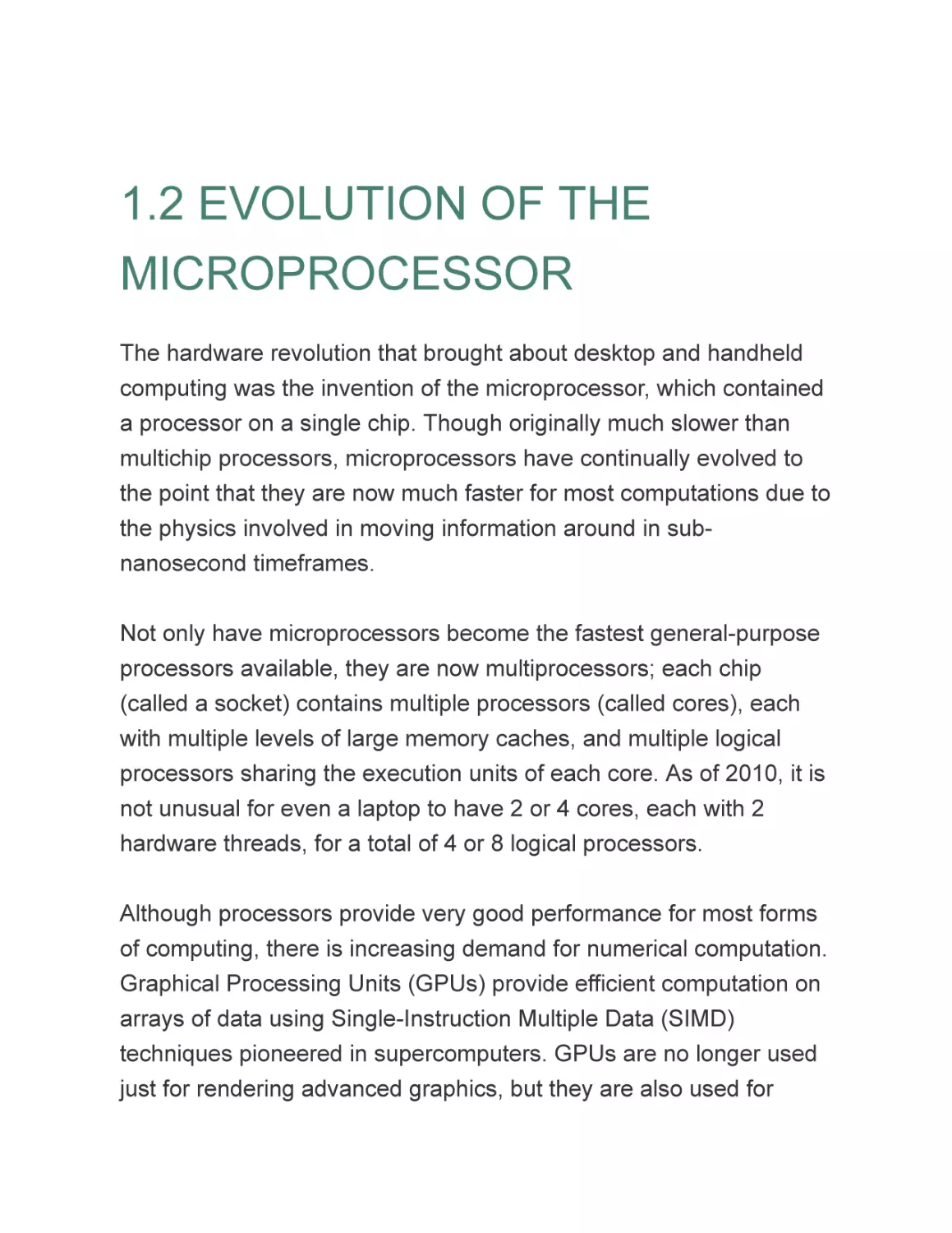 1.2 EVOLUTION OF THE MICROPROCESSOR