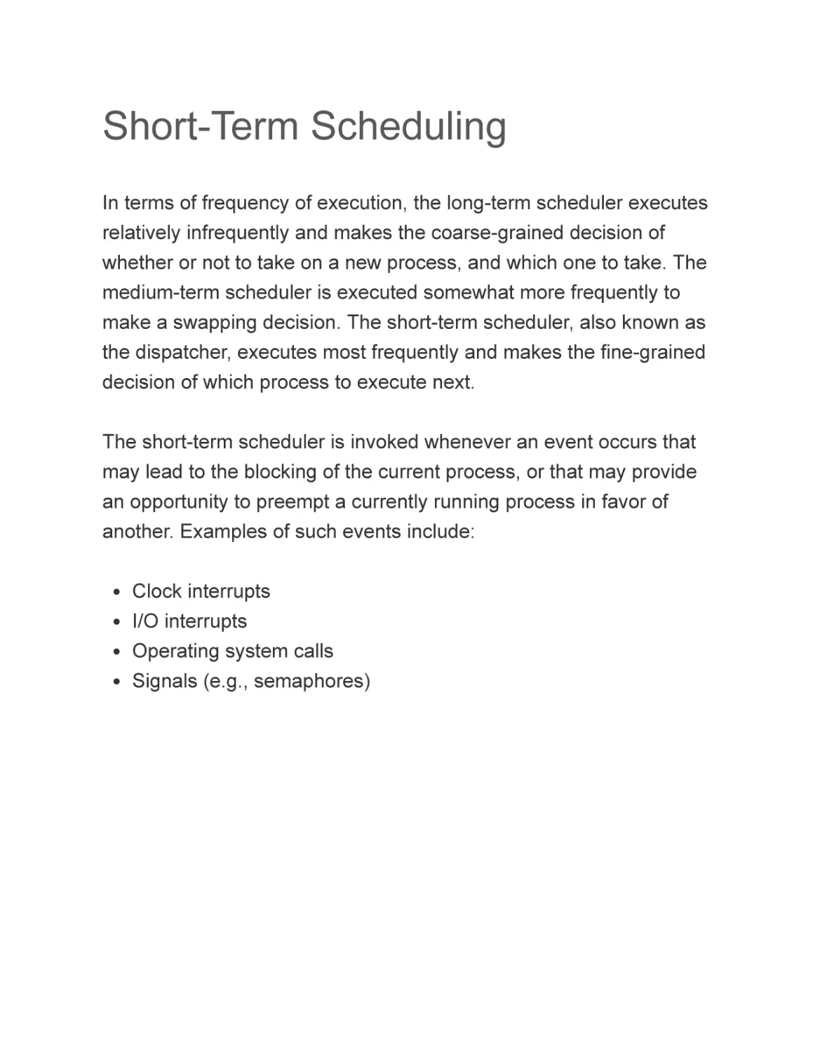 Short-Term Scheduling