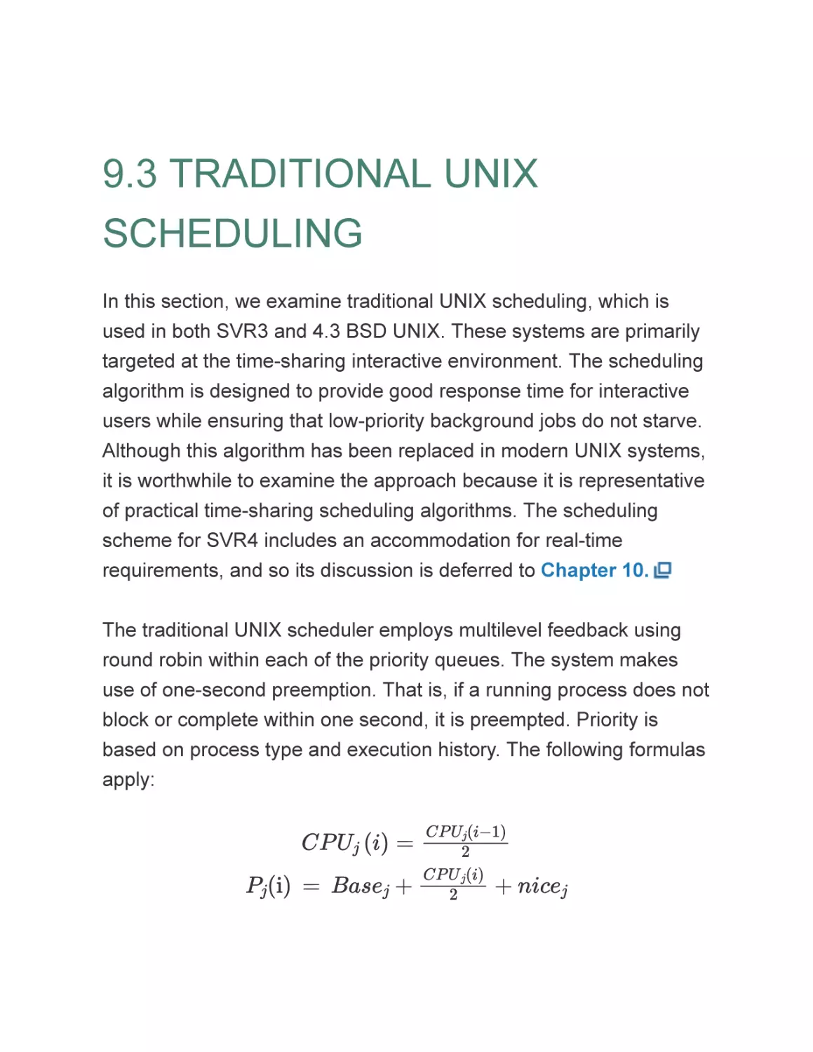 9.3 TRADITIONAL UNIX SCHEDULING