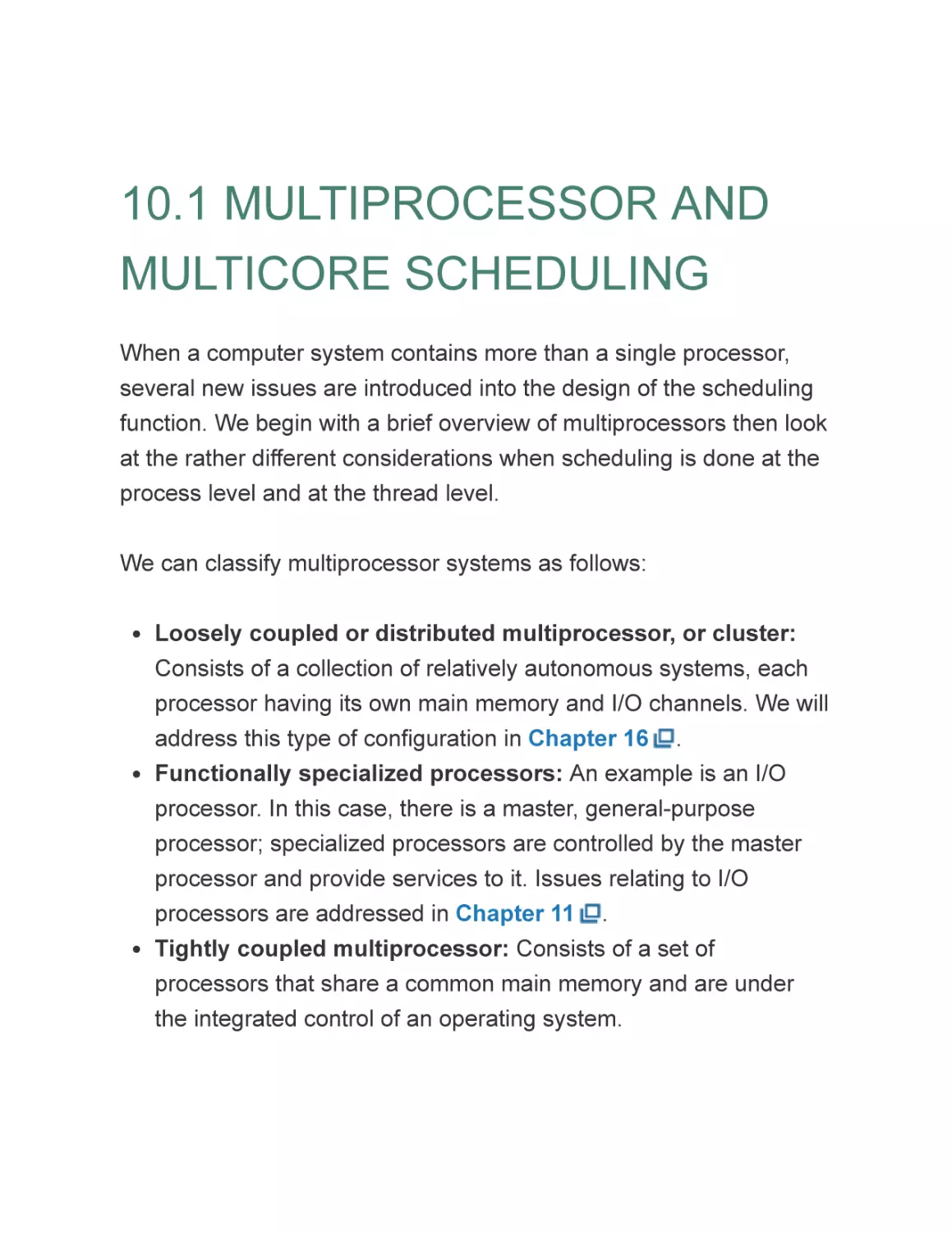 10.1 MULTIPROCESSOR AND MULTICORE SCHEDULING