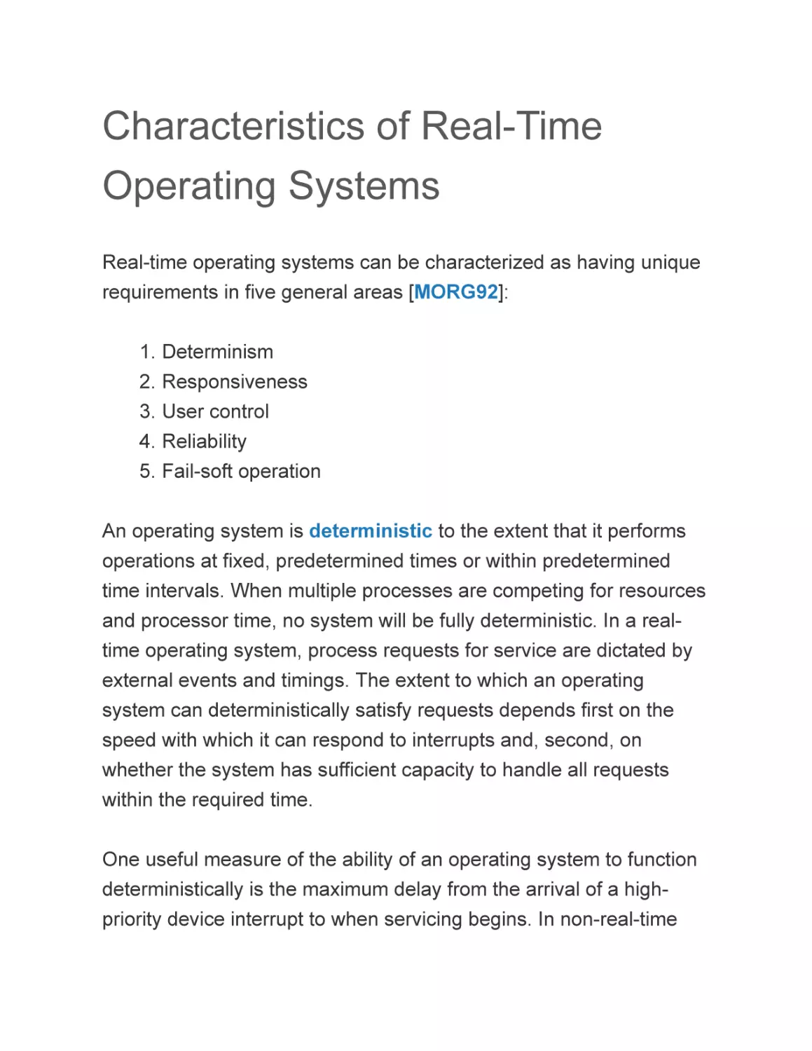 Characteristics of Real-Time Operating Systems