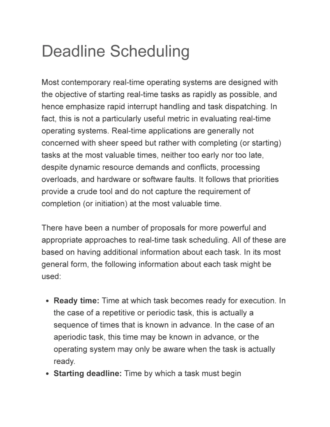 Deadline Scheduling