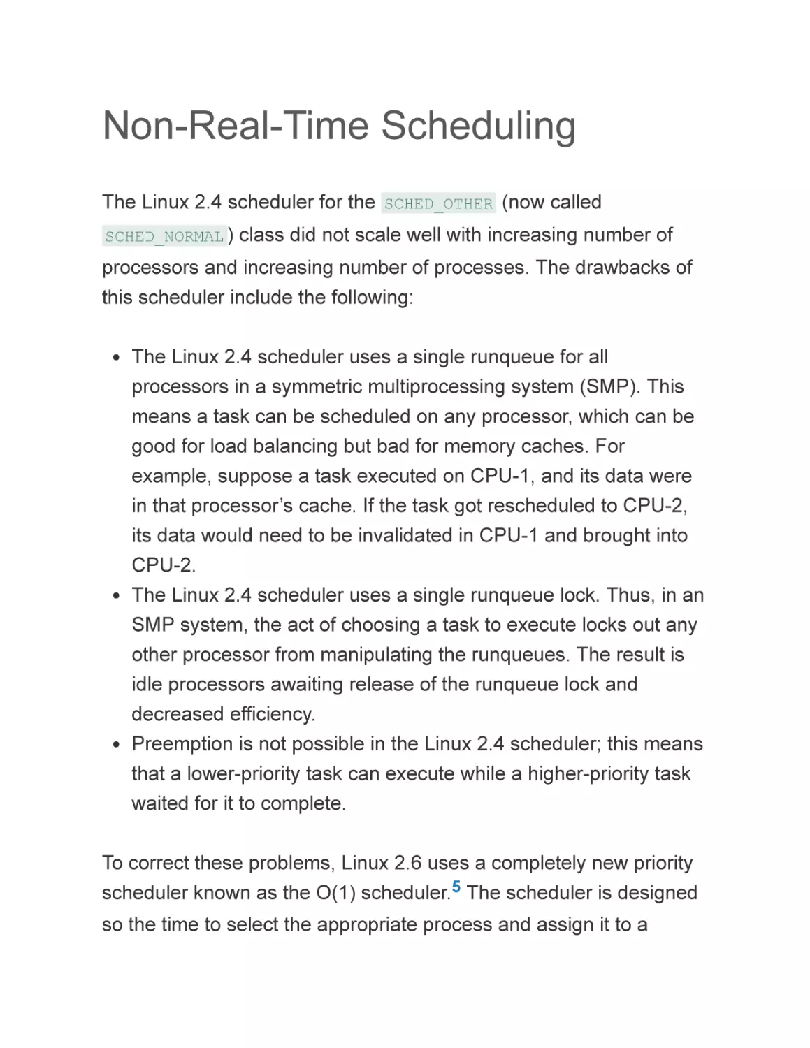 Non-Real-Time Scheduling