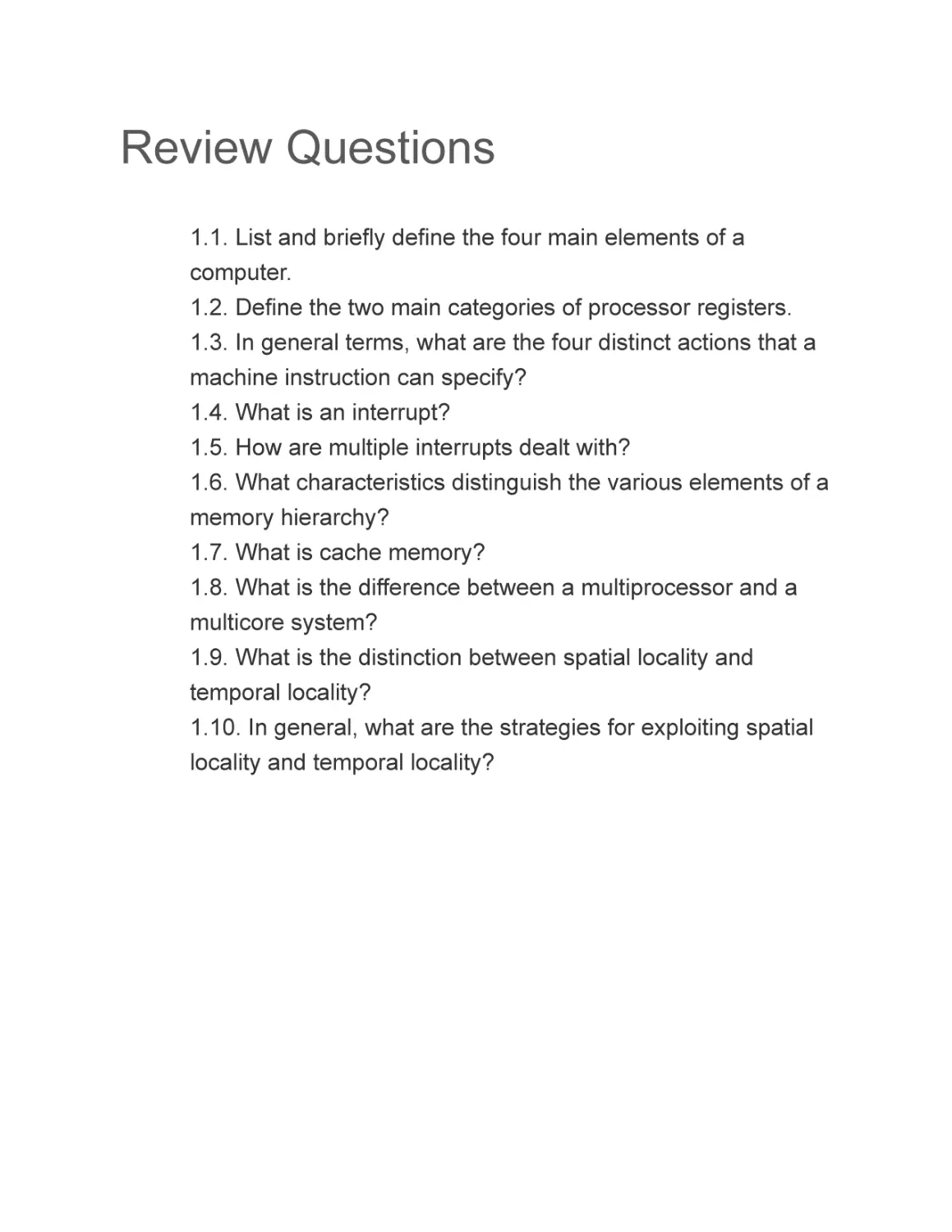 Review Questions