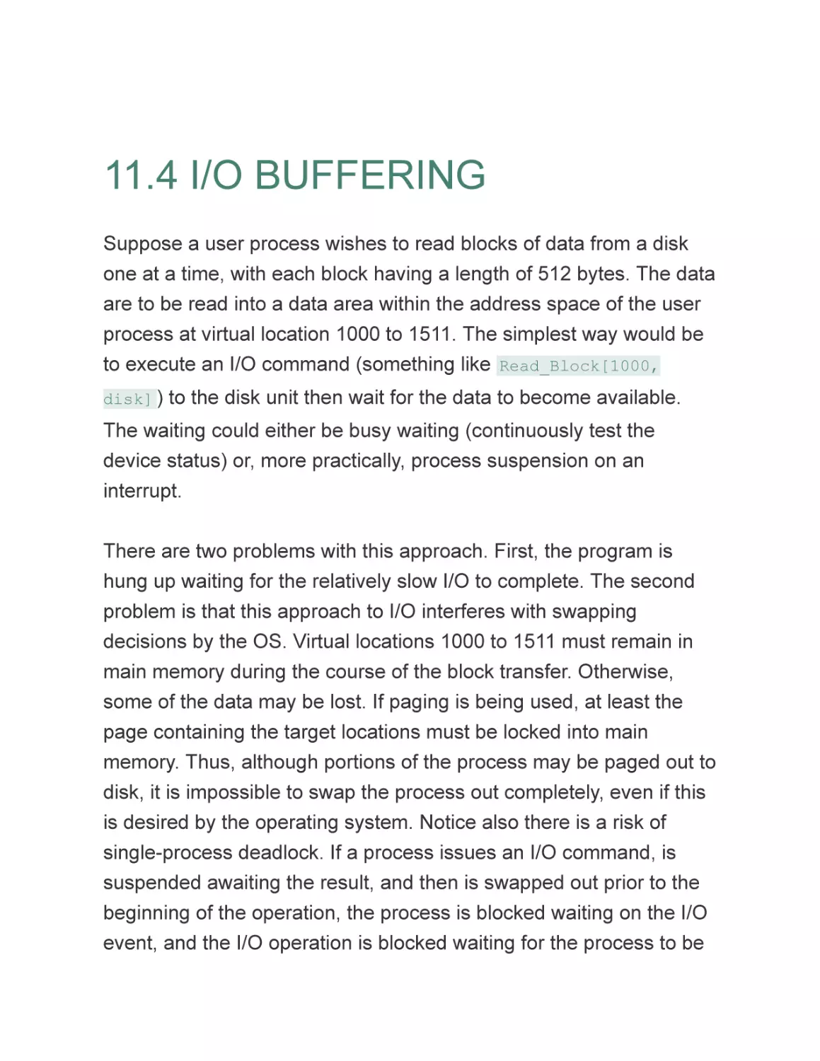 11.4 I/O BUFFERING