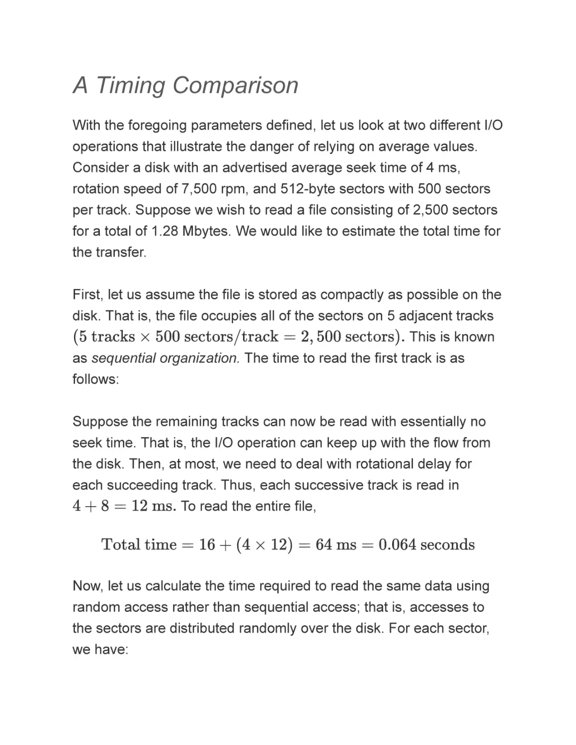 A Timing Comparison