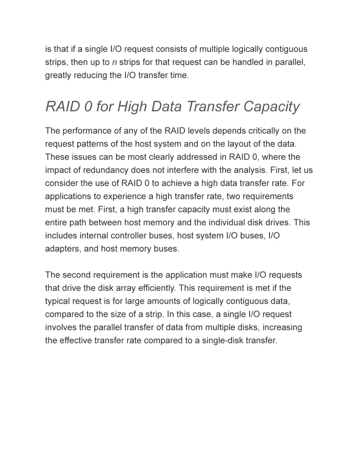 RAID 0 for High Data Transfer Capacity