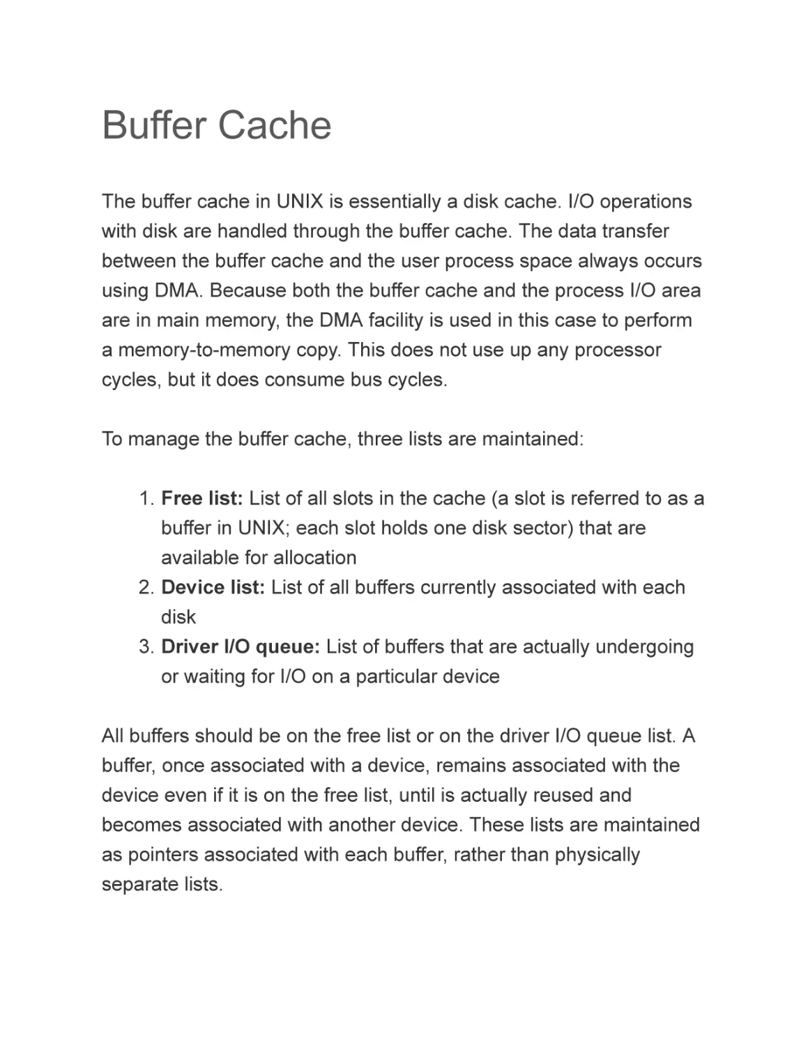 Buffer Cache