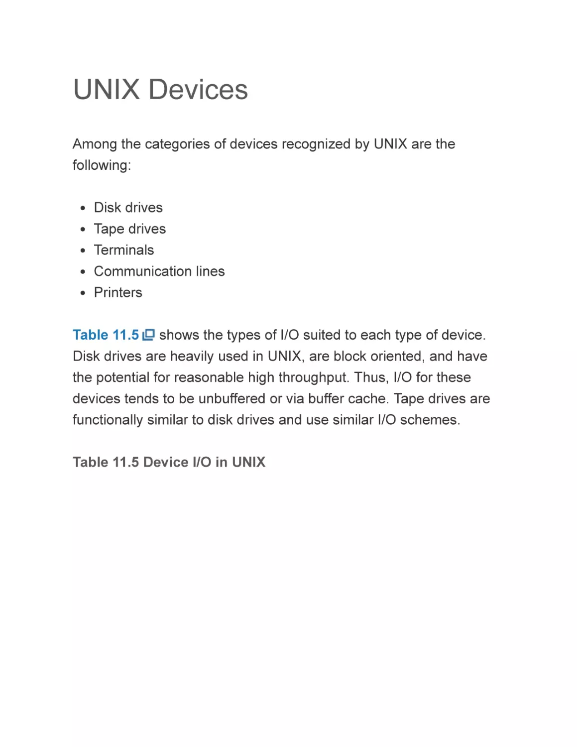 UNIX Devices