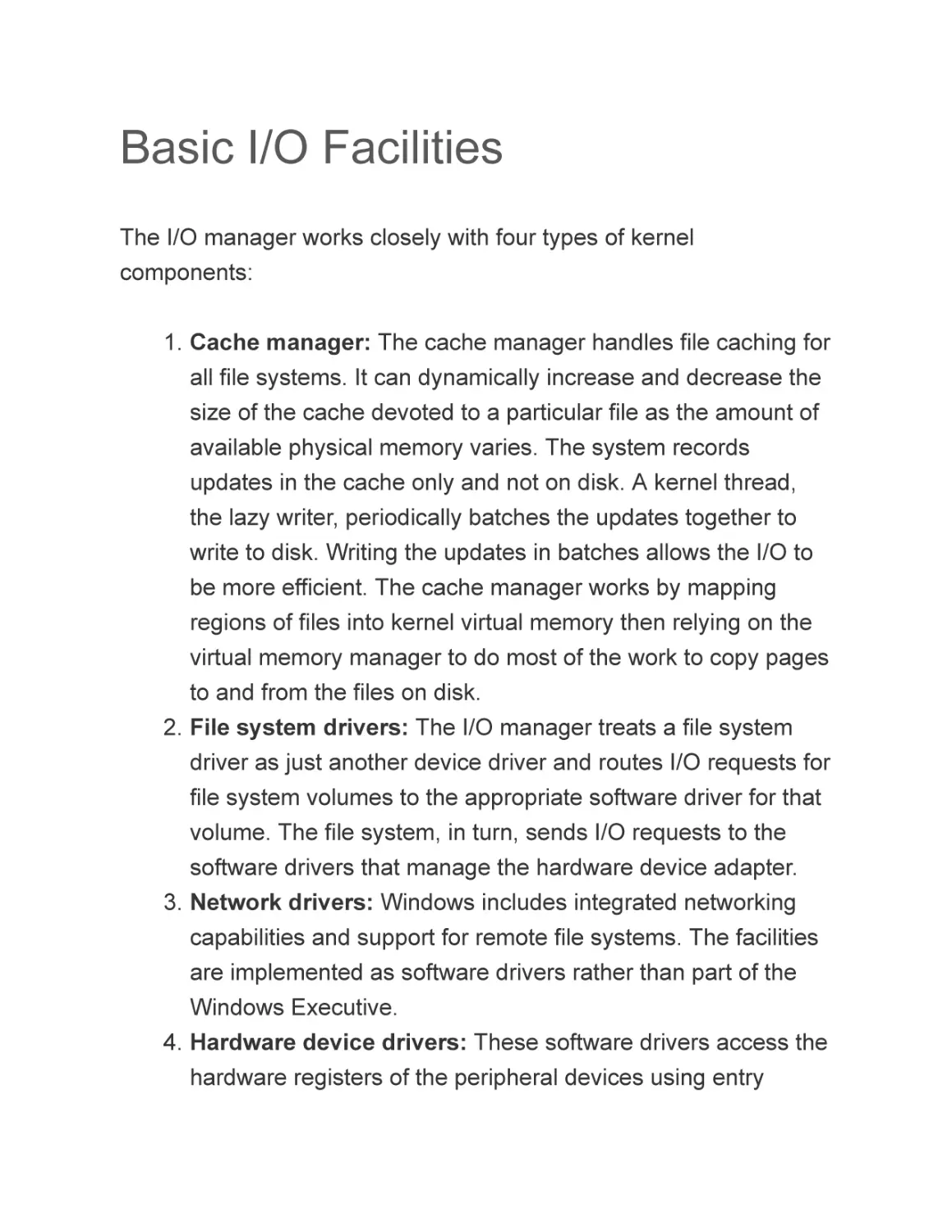 Basic I/O Facilities