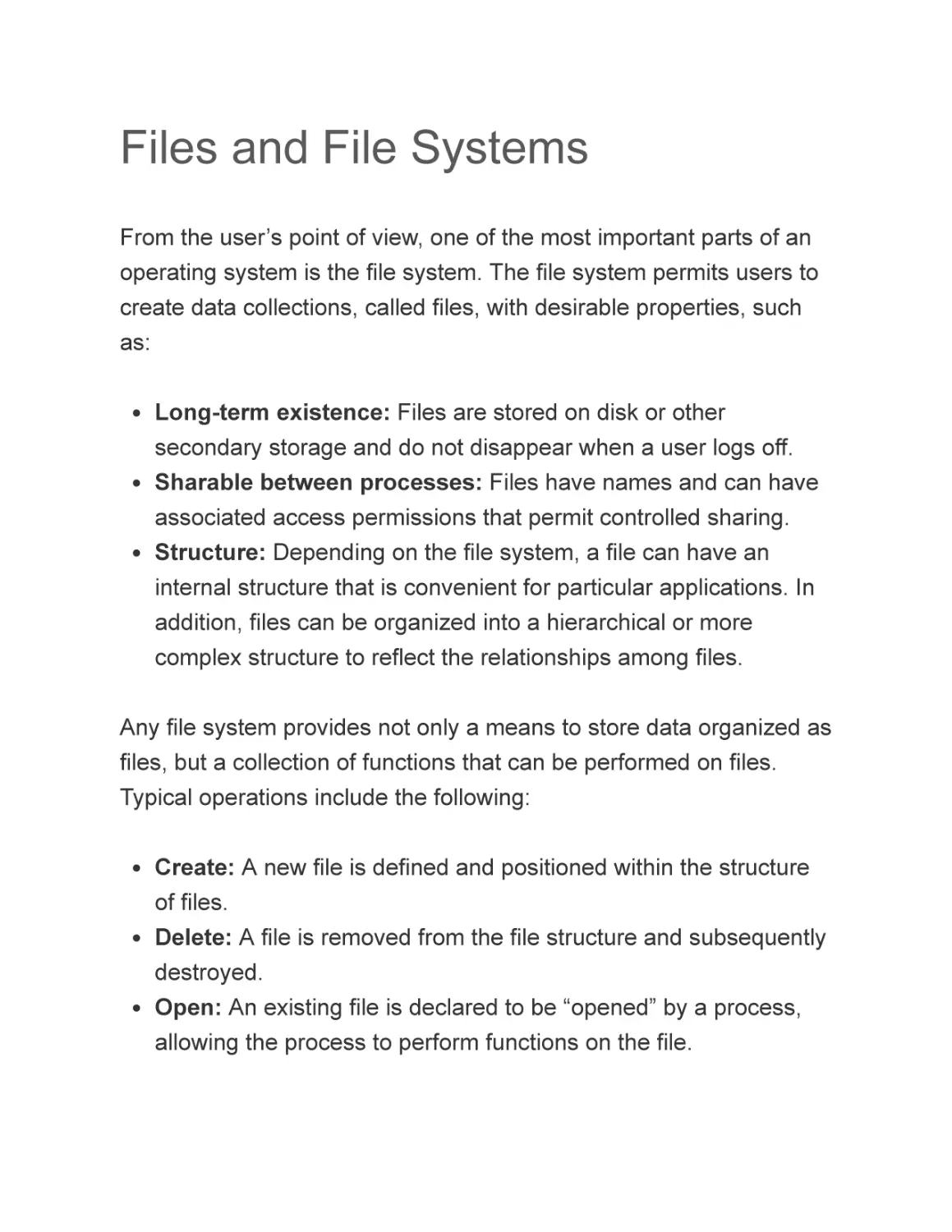 Files and File Systems