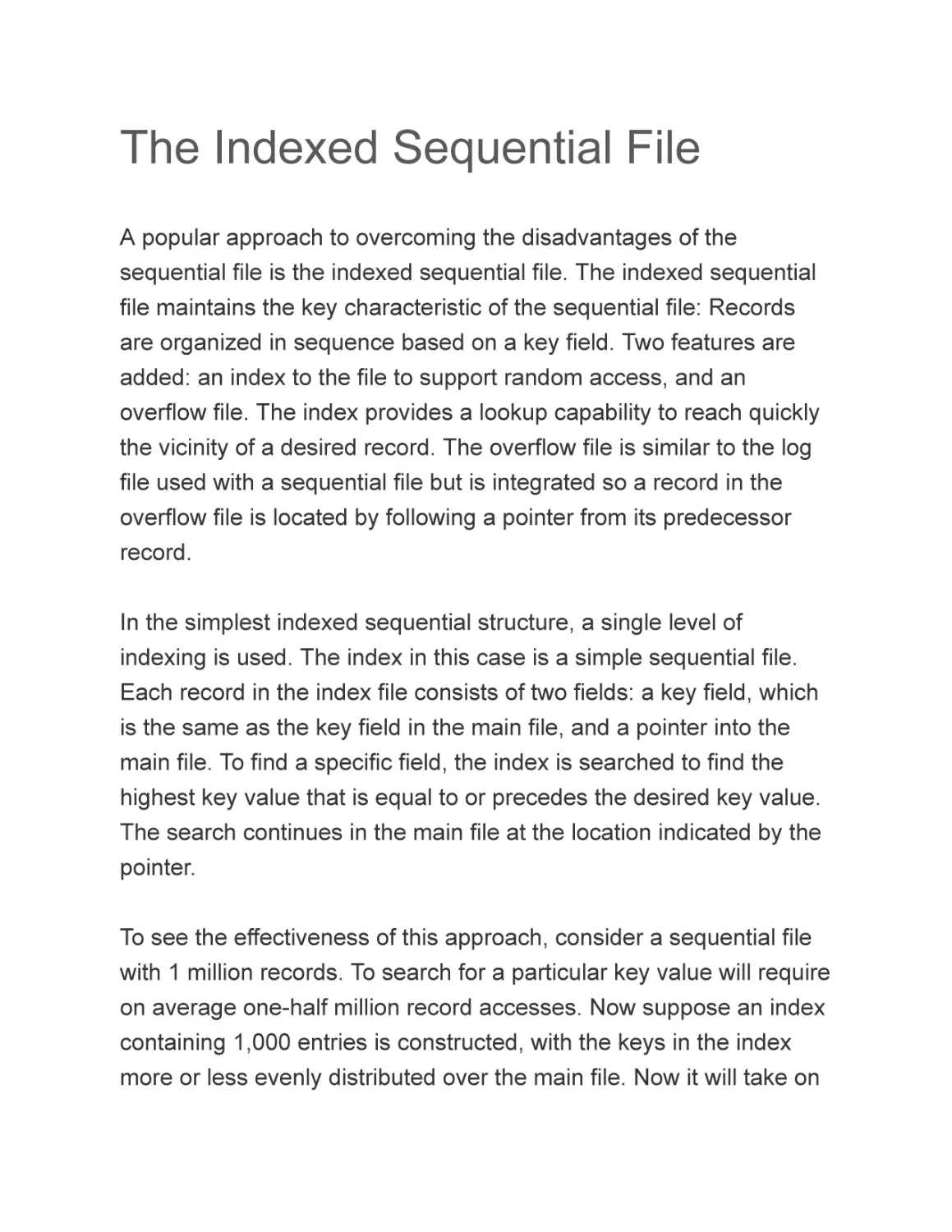 The Indexed Sequential File