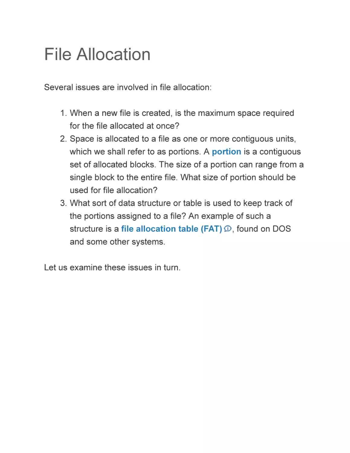 File Allocation