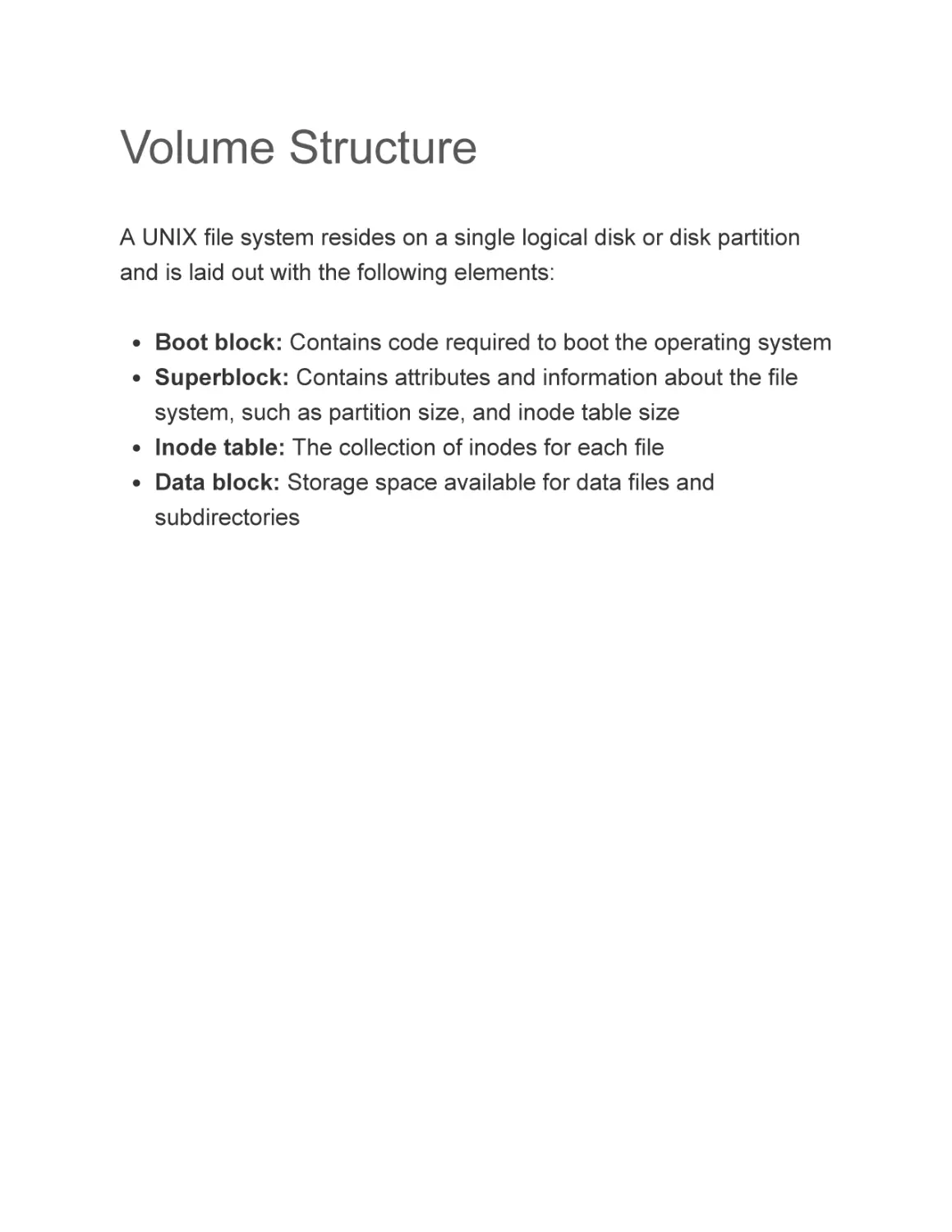 Volume Structure