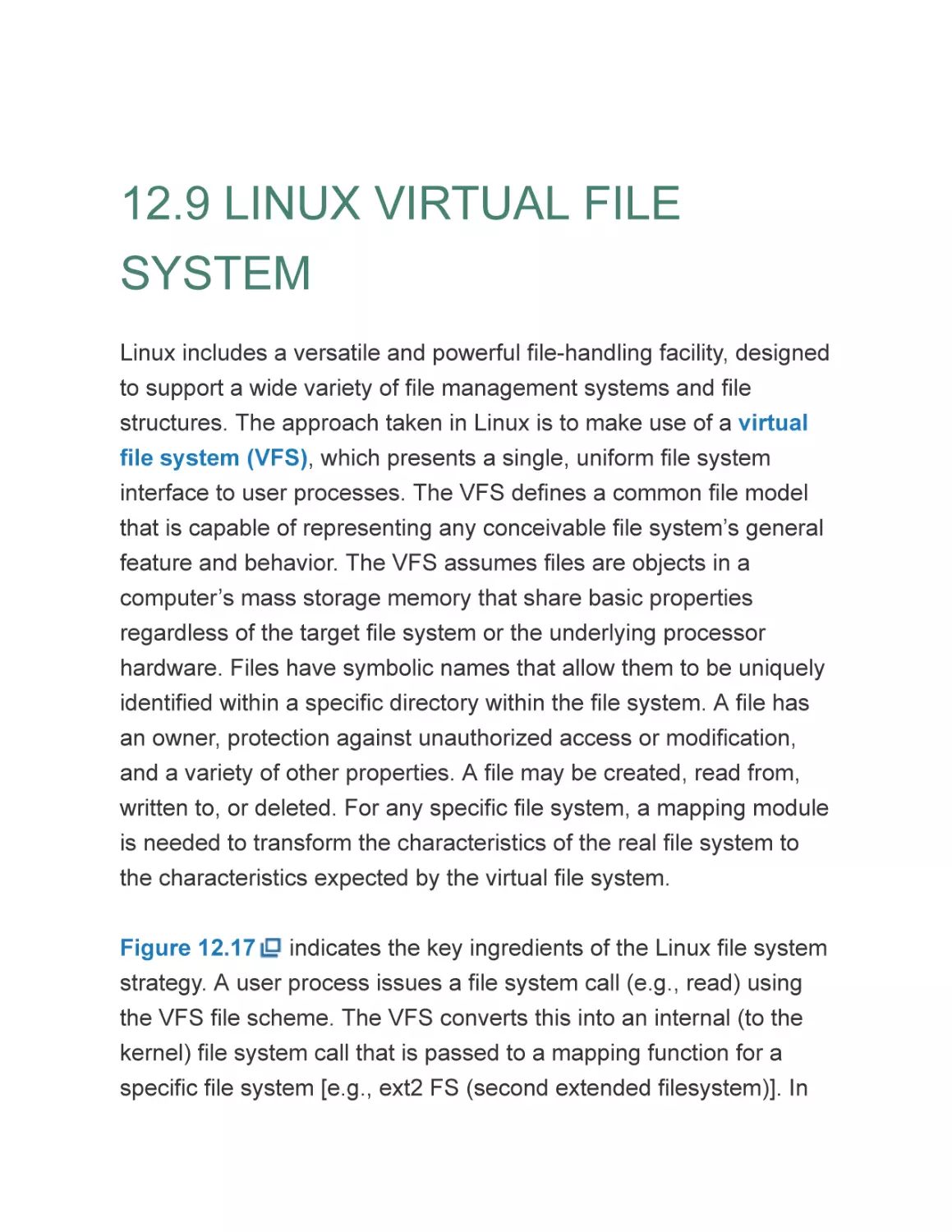 12.9 LINUX VIRTUAL FILE SYSTEM