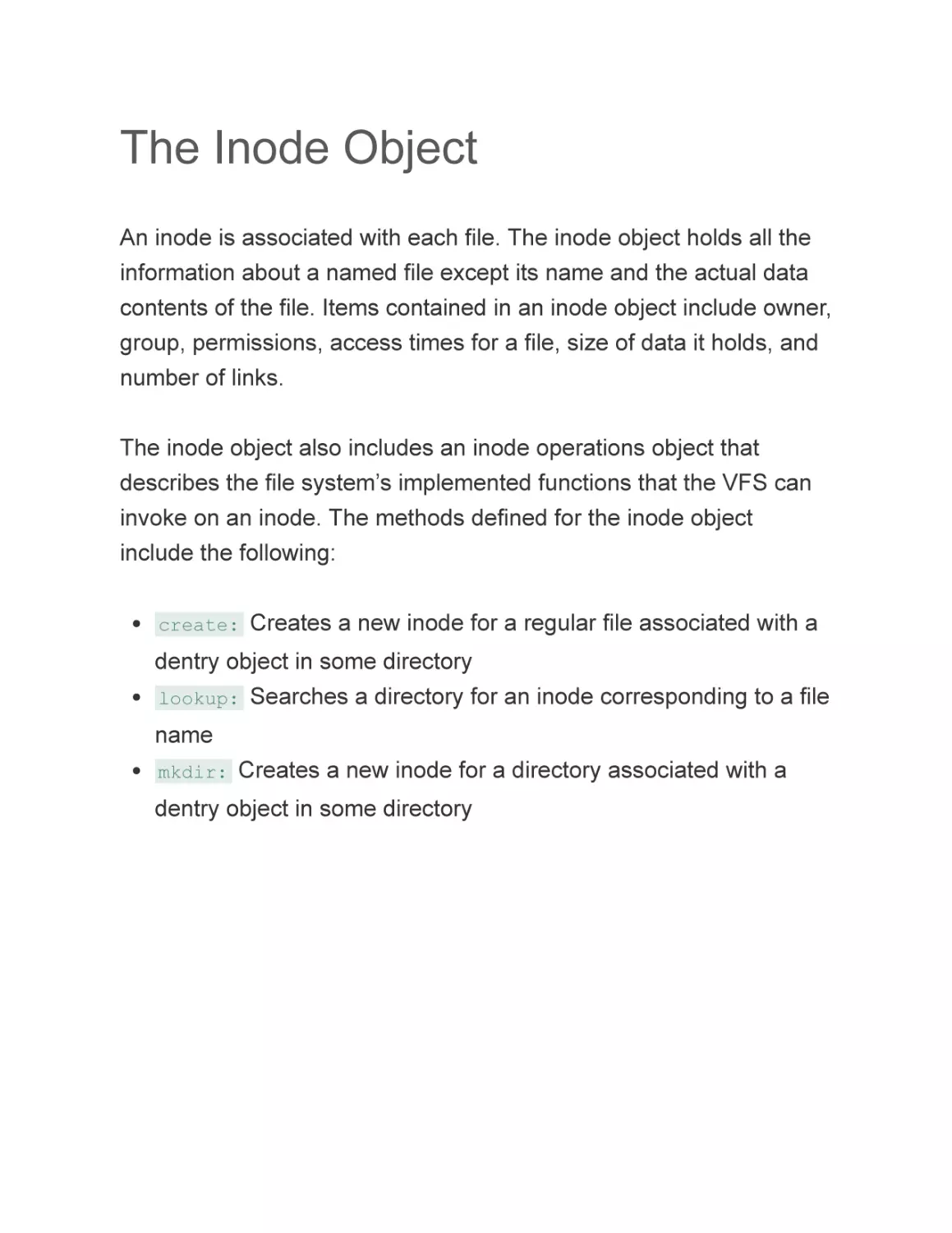 The Inode Object