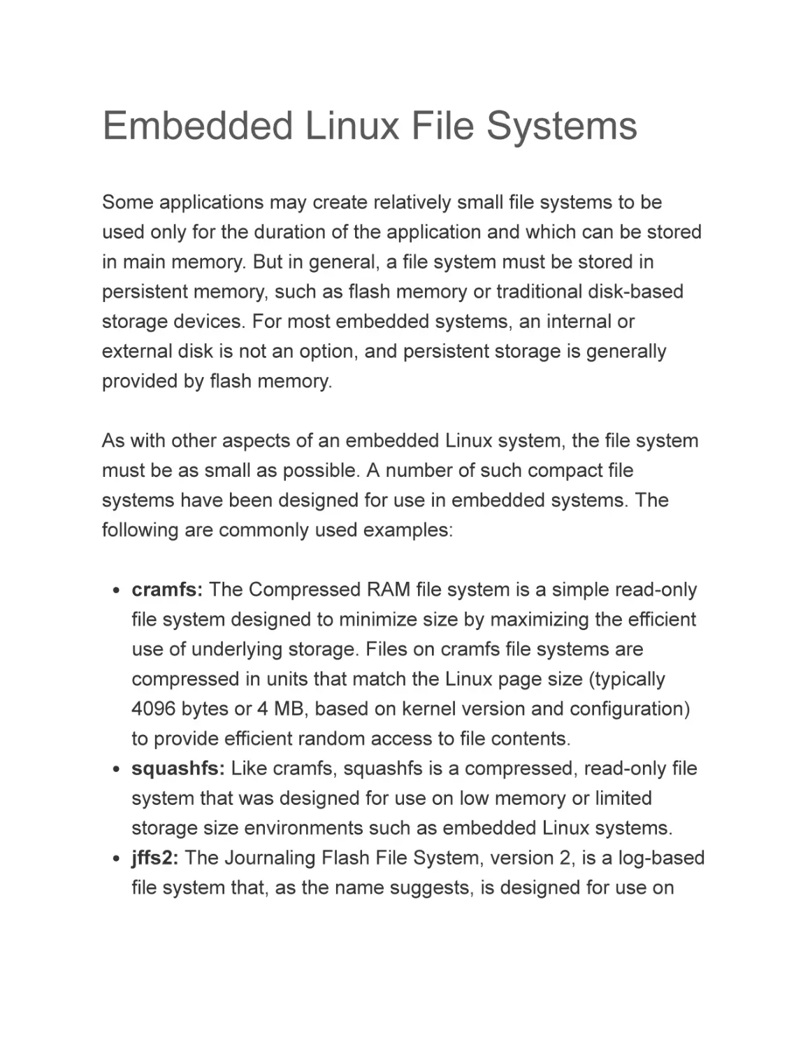 Embedded Linux File Systems