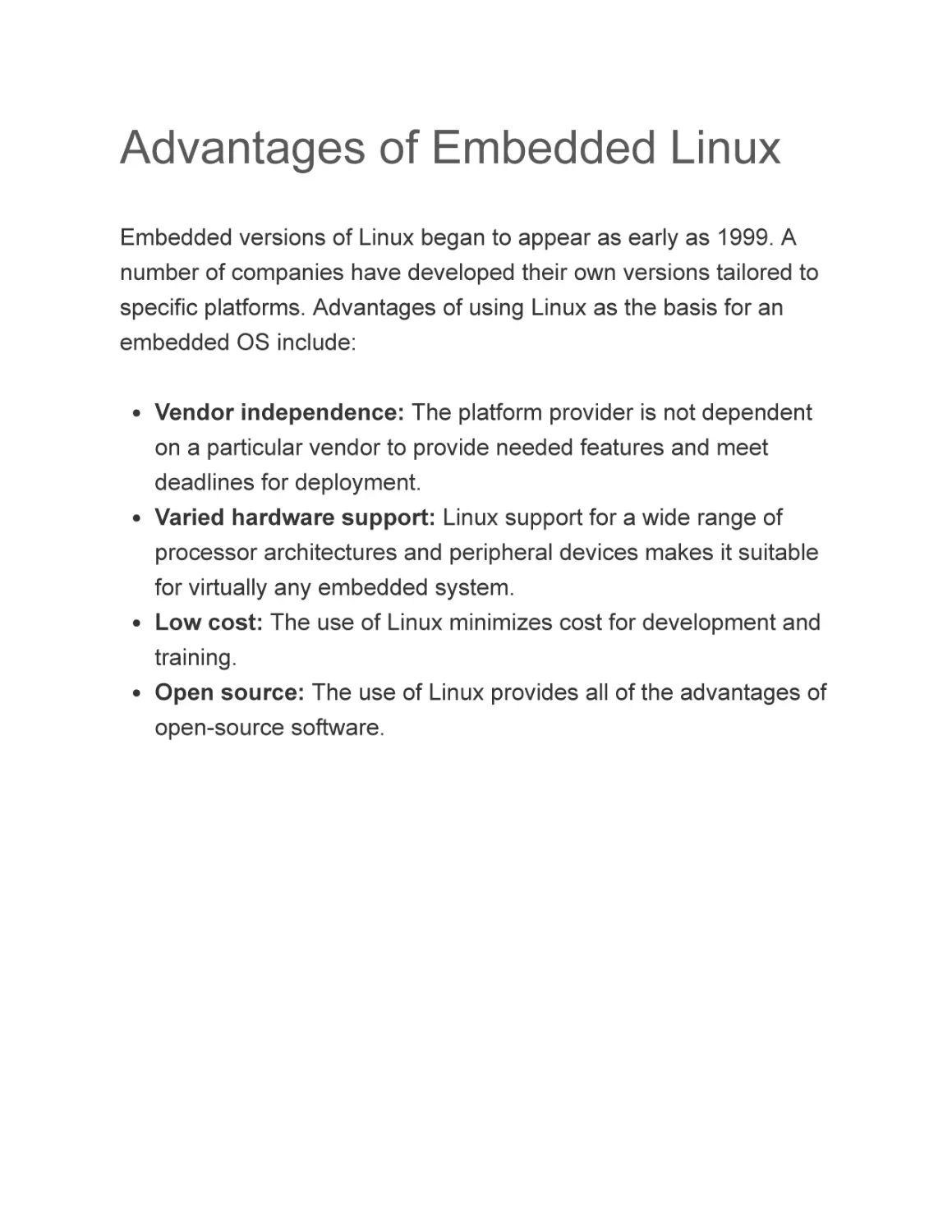 Advantages of Embedded Linux