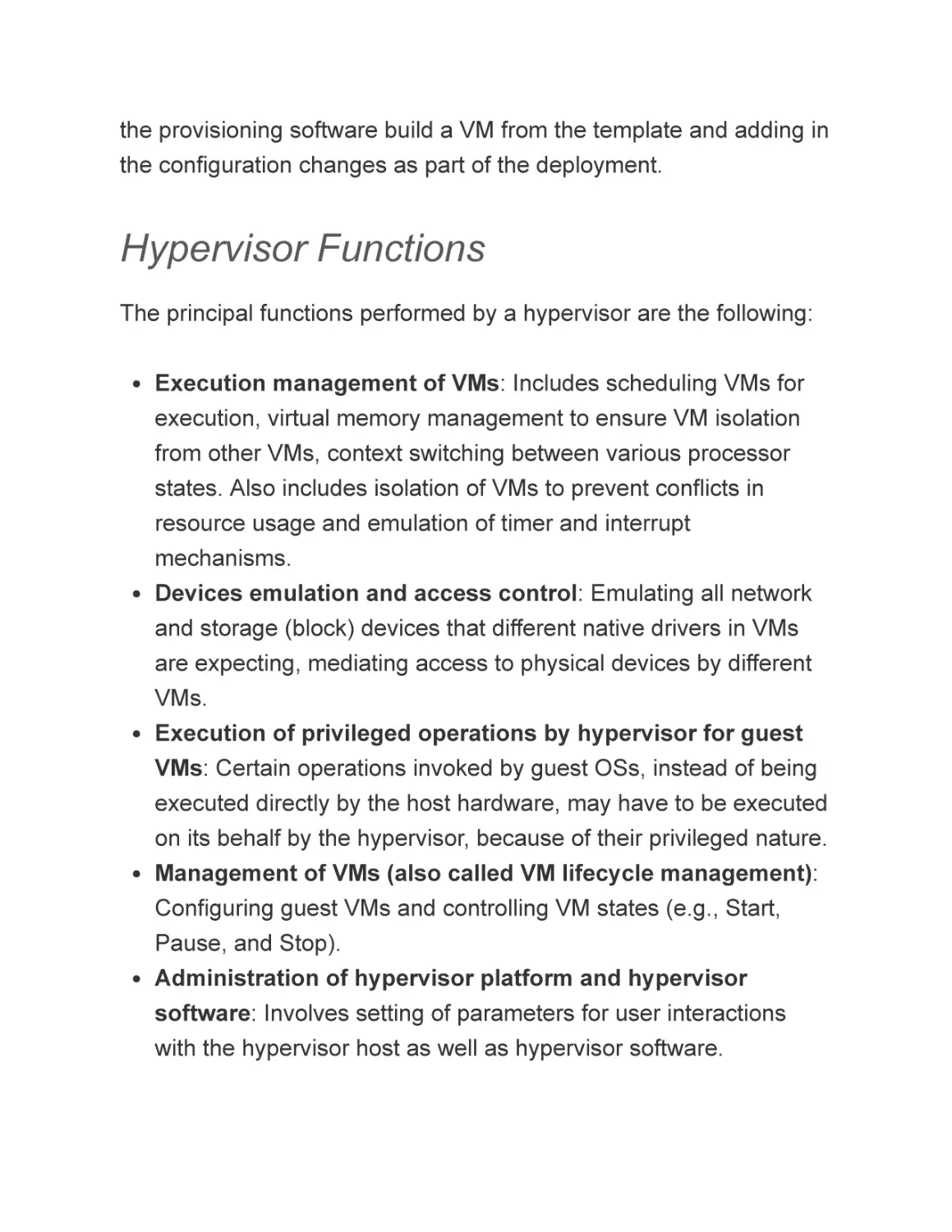 Hypervisor Functions