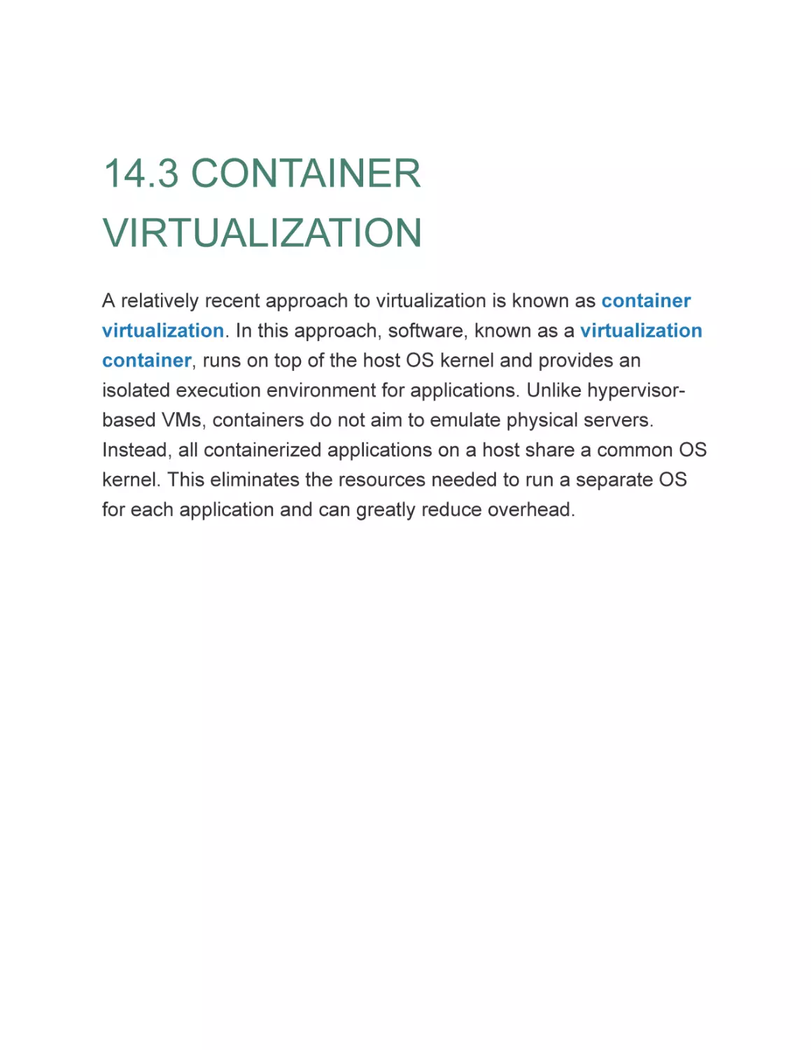 14.3 CONTAINER VIRTUALIZATION