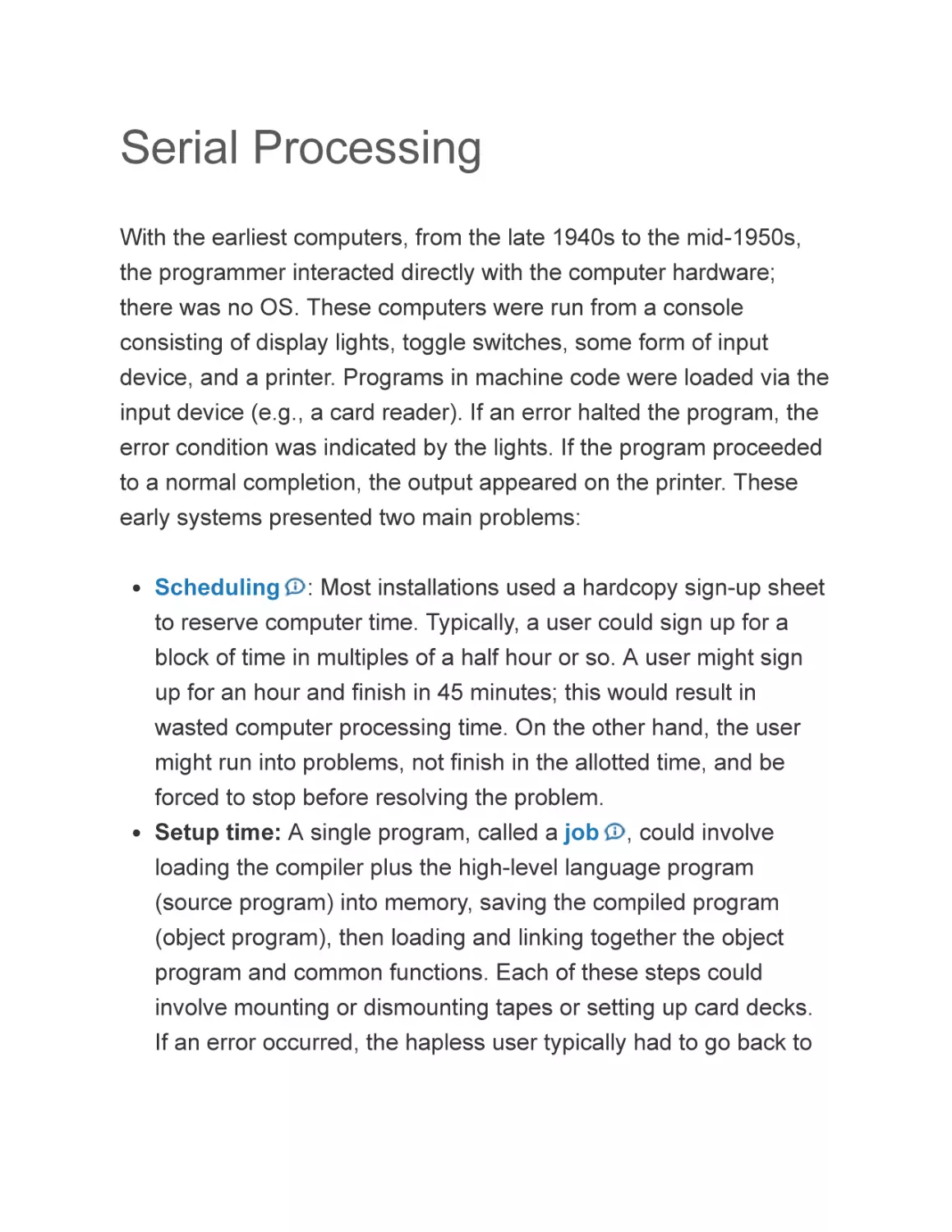 Serial Processing