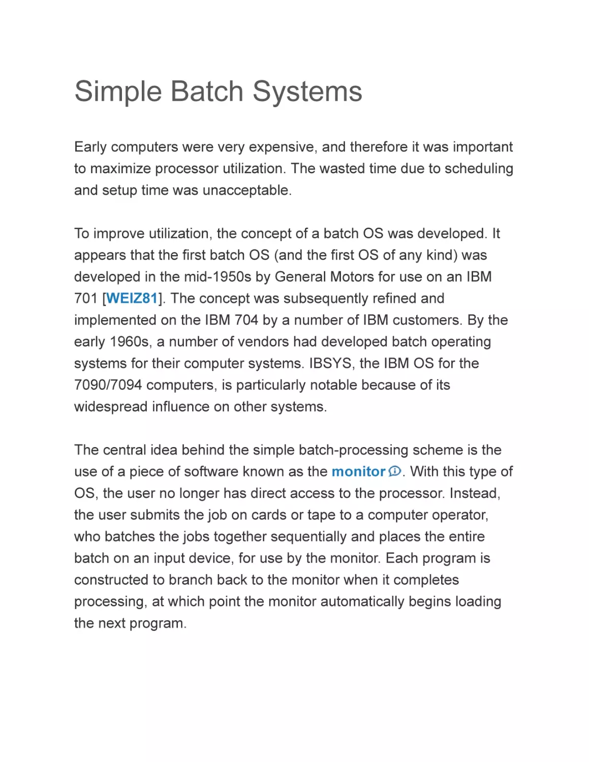 Simple Batch Systems