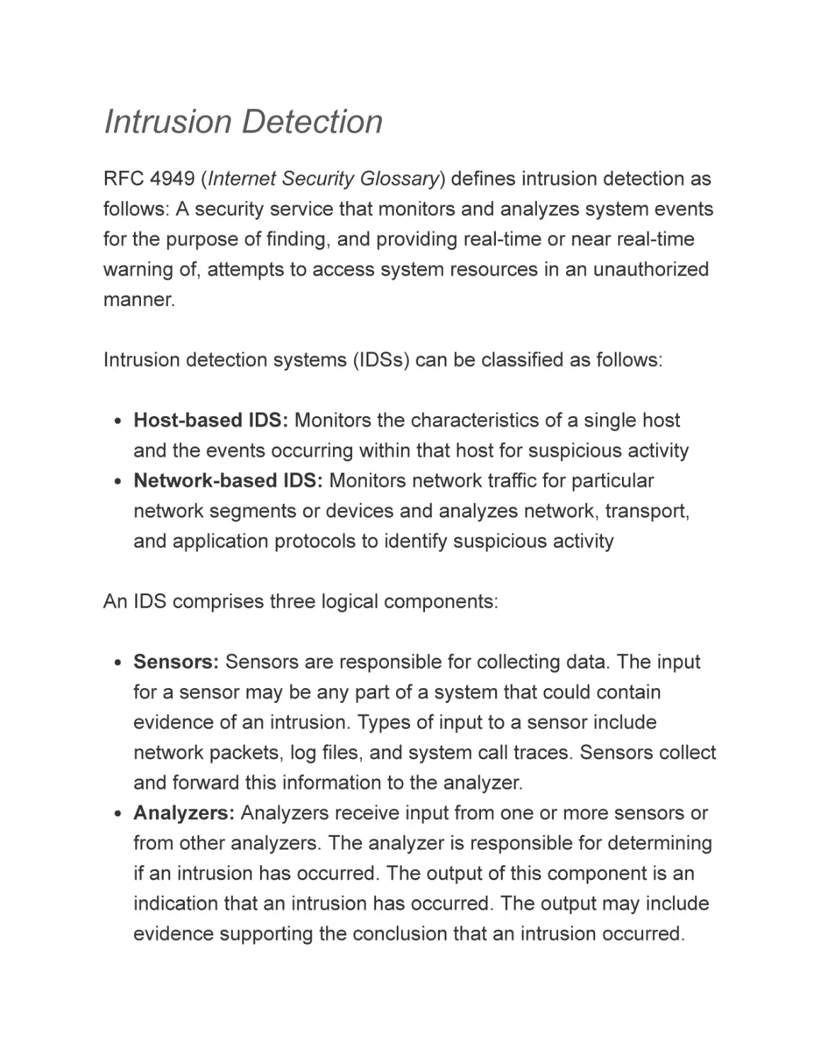 Intrusion Detection