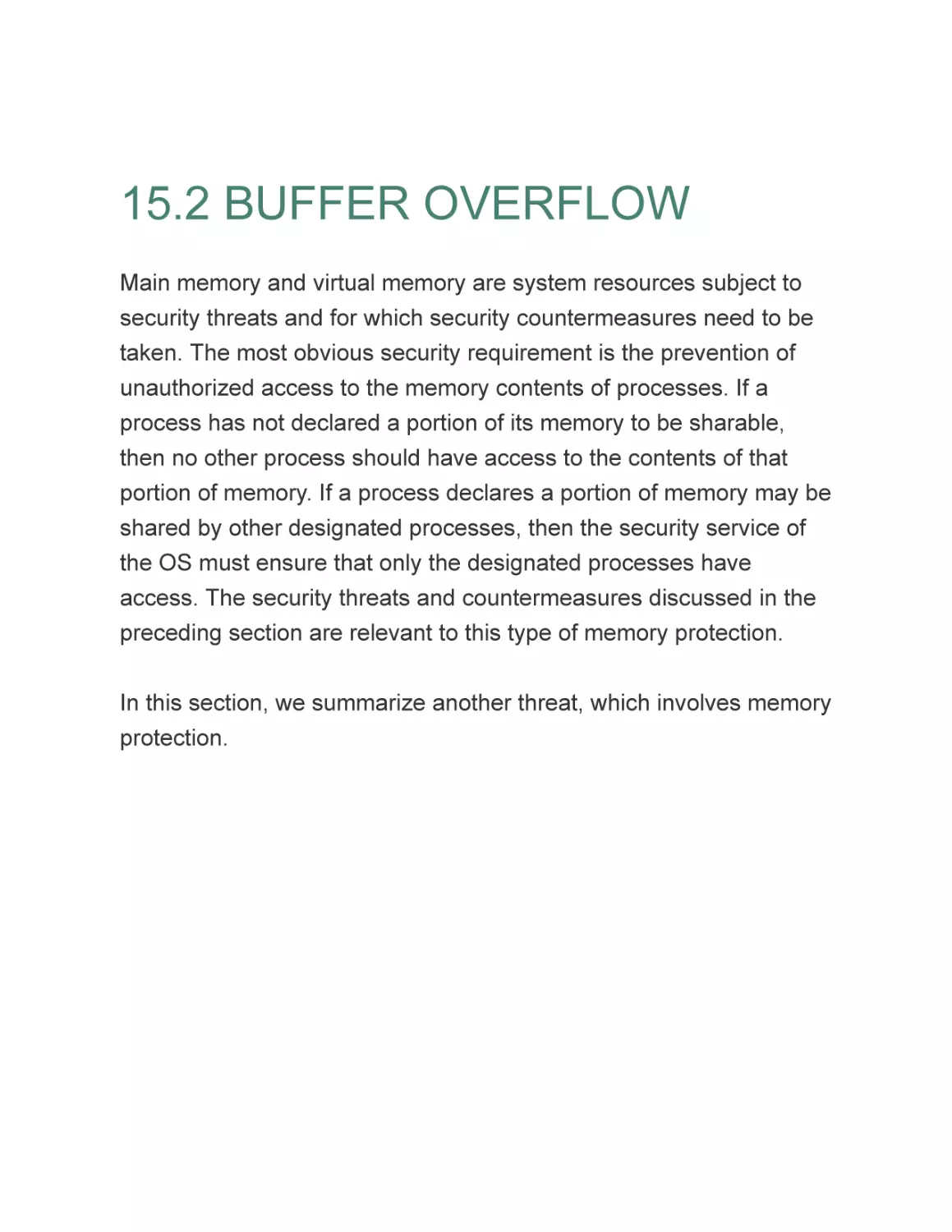 15.2 BUFFER OVERFLOW