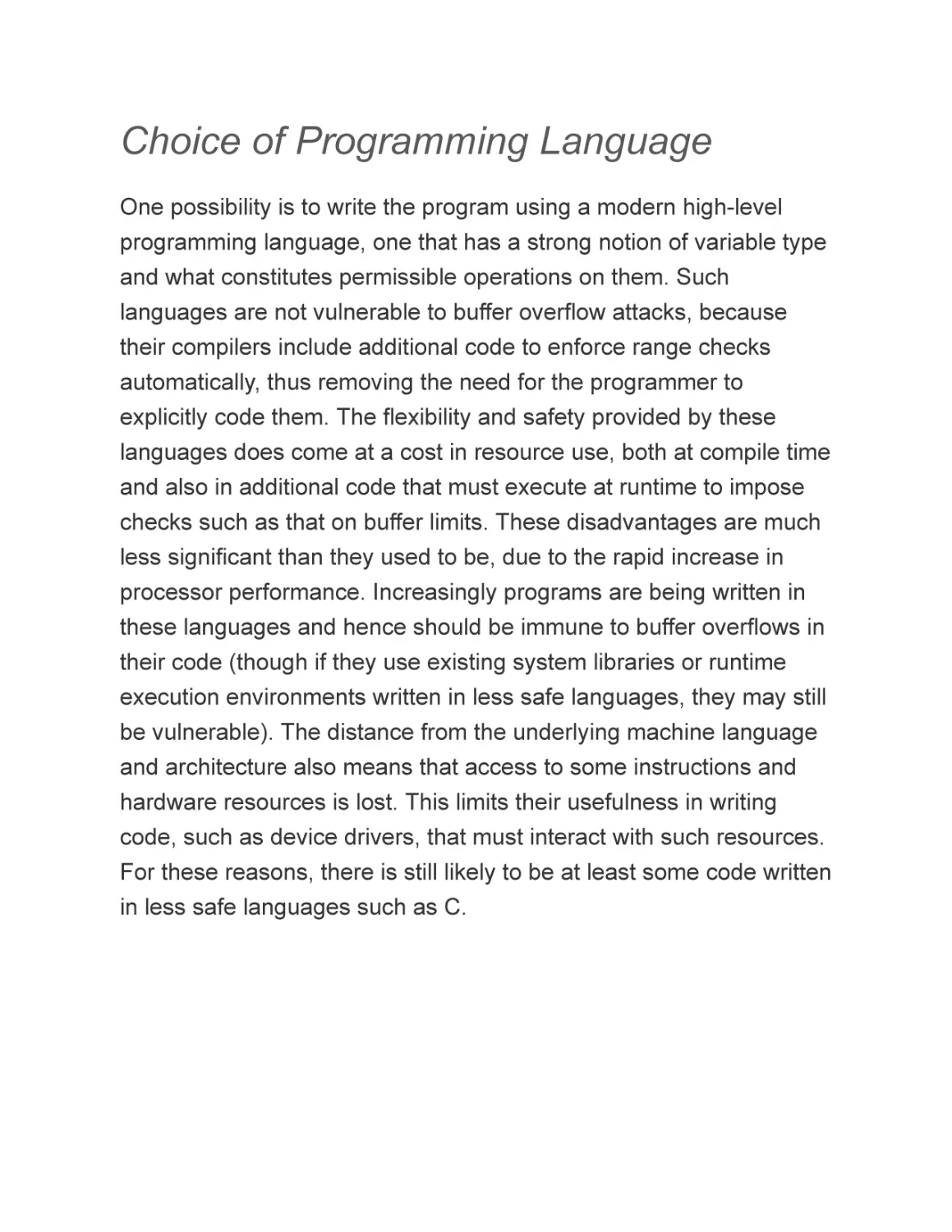 Choice of Programming Language