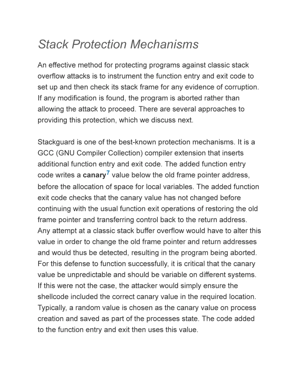 Stack Protection Mechanisms