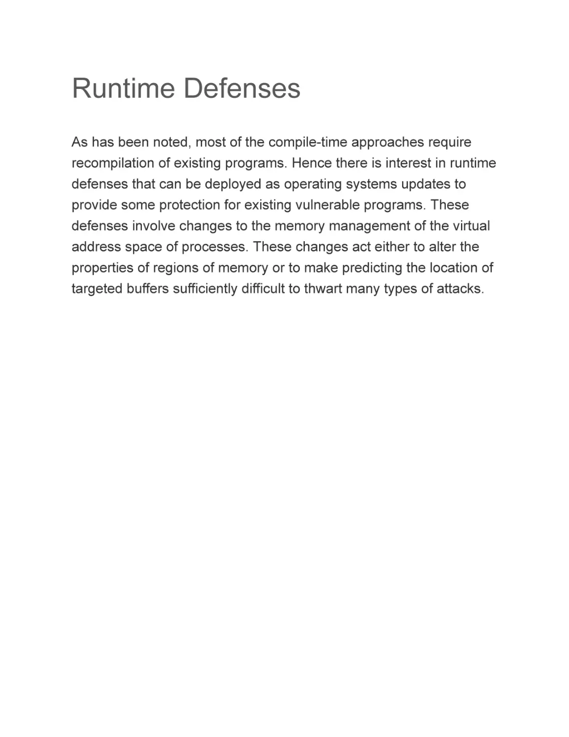 Runtime Defenses