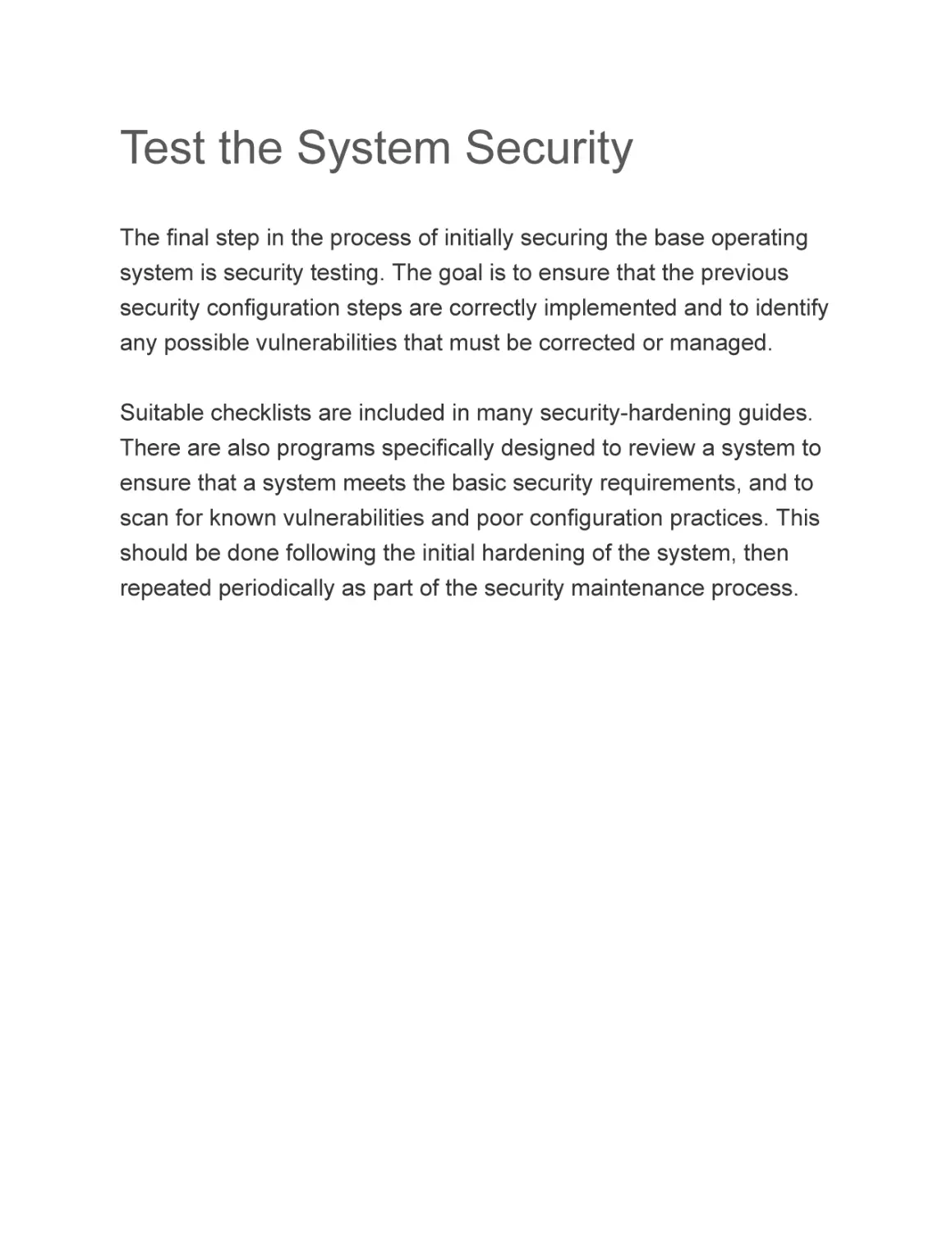 Test the System Security