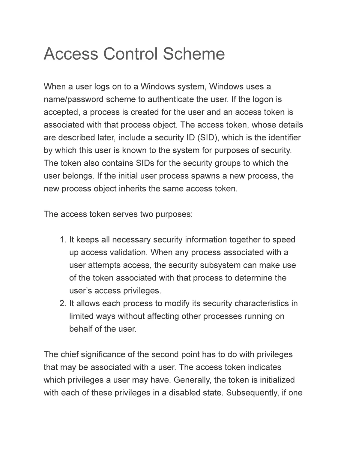 Access Control Scheme