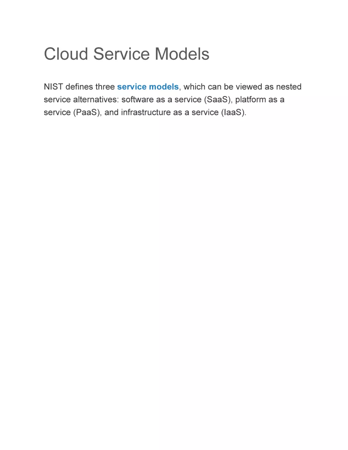 Cloud Service Models